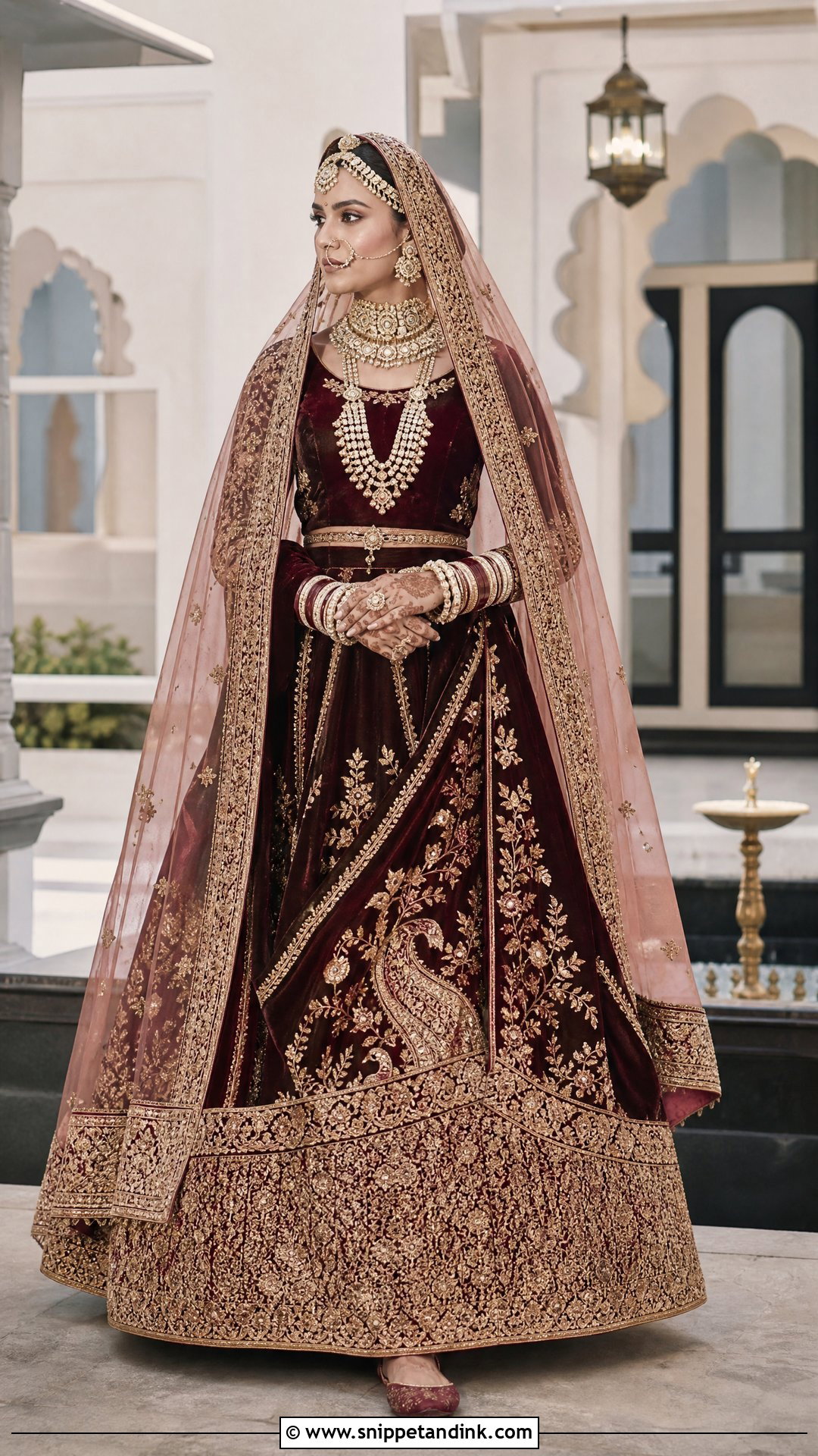 Maroon Rajputana Bridal Poshak - Snippet and Ink - 20 Rajputana Bride Ideas