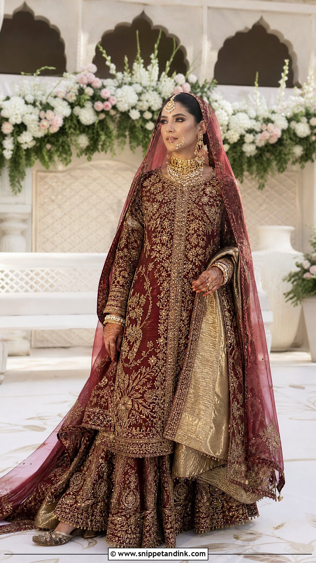 Maroon Raw Silk Pakistani Bridal Lehenga - Snippet and Ink - 20 New Pakistani Bridal Dresses