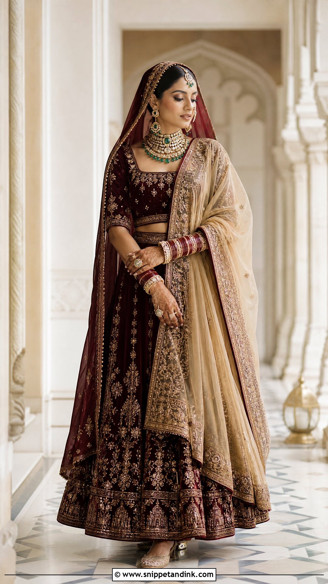 Maroon Sabyasachi Bridal Lehenga - Snippet and Ink - 20 Indian Bridal Wear Sabyasachi Brides Ideas