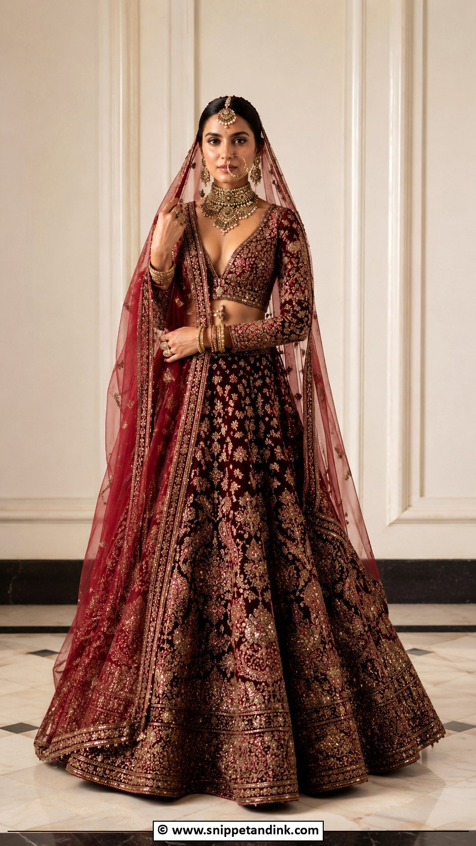 Maroon Sabyasachi Bridal Lehenga - Snippet and Ink - 30 Sabyasachi Bride Ideas