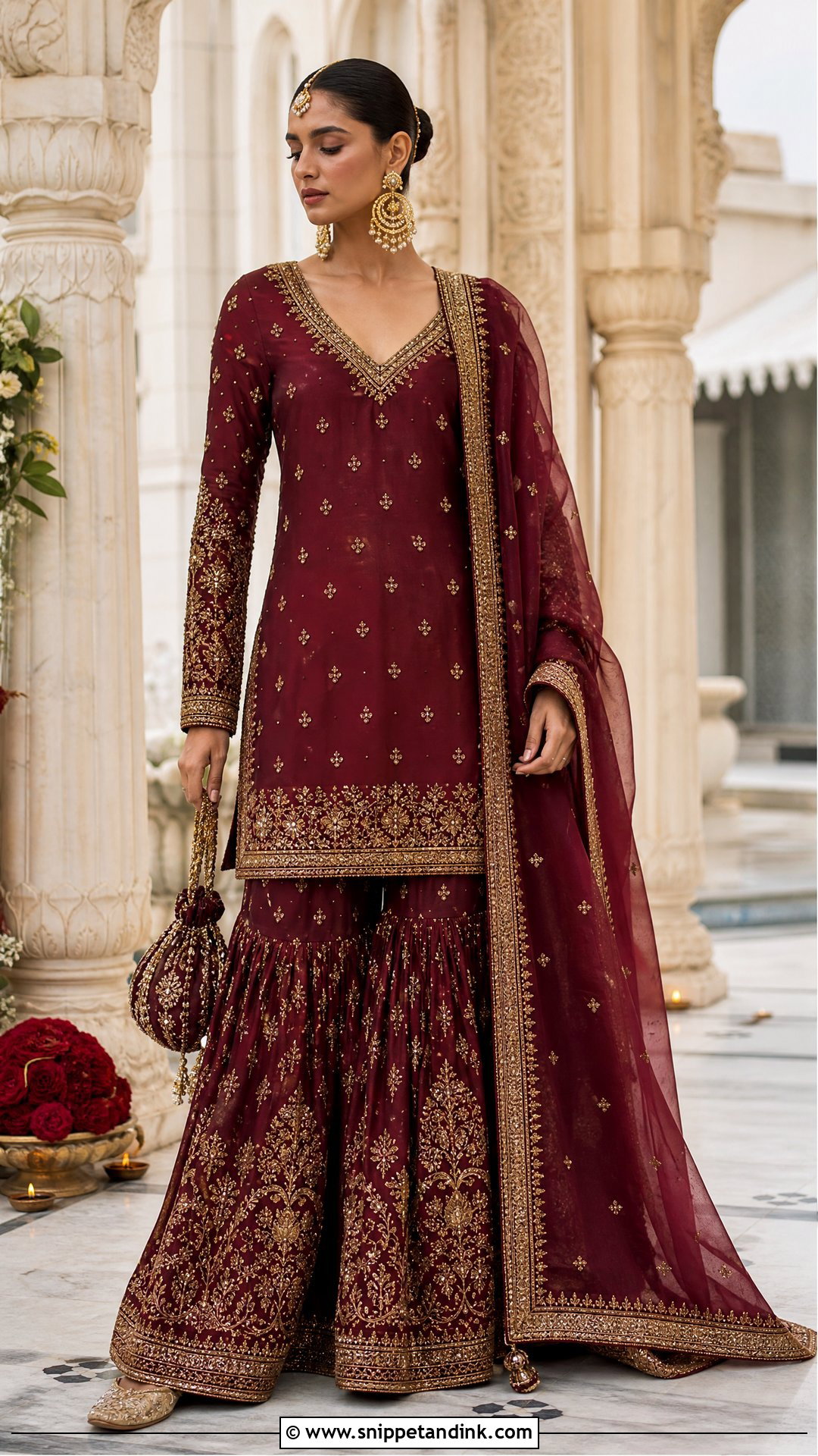 Maroon Sabyasachi Gharara Suit - Snippet and Ink - 20 Sabyasachi Salwar Suits