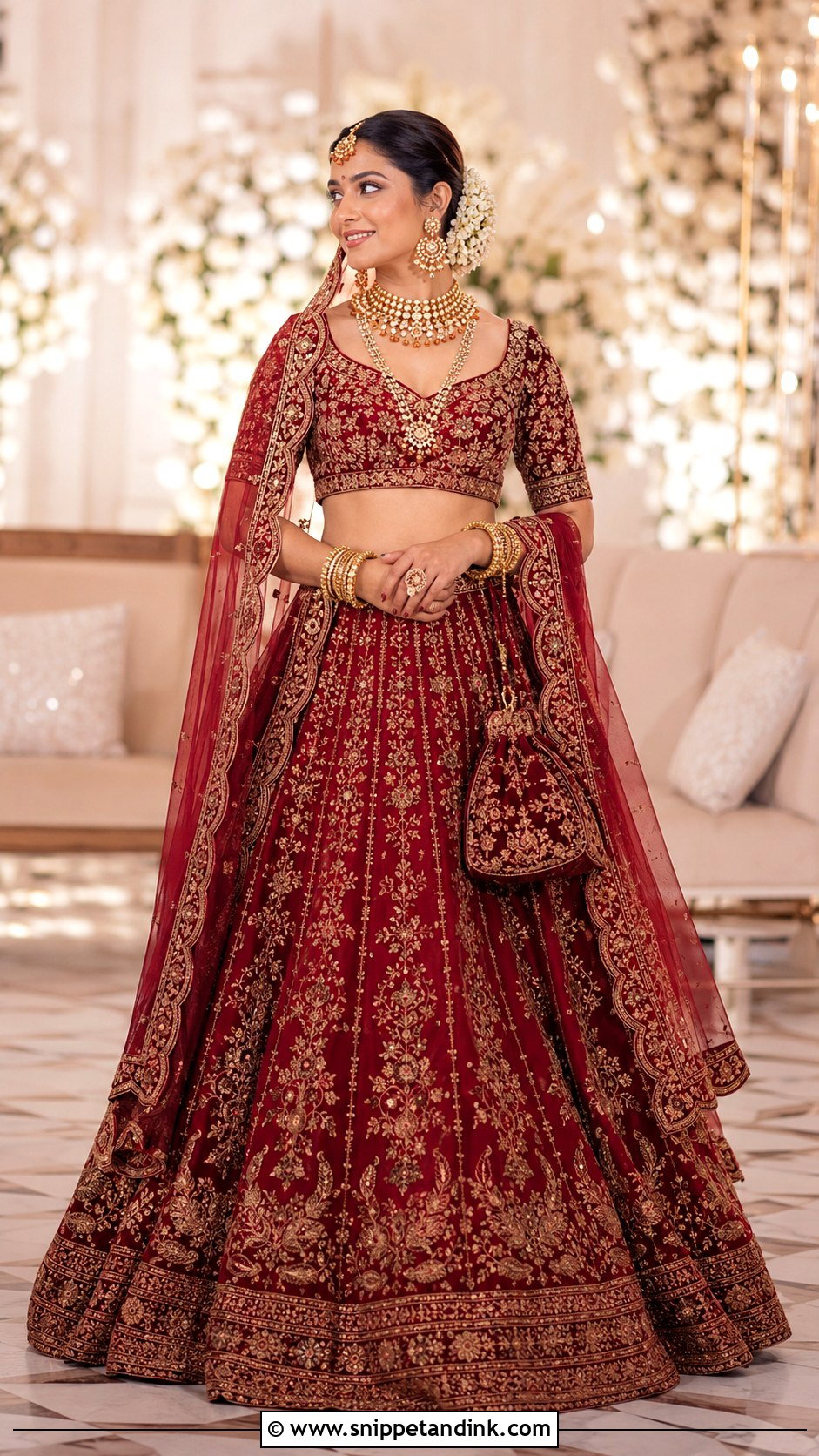 Maroon Sajna Bridal Lehenga - Snippet and Ink - 20 Sajna Bridal Wear Designer Ideas