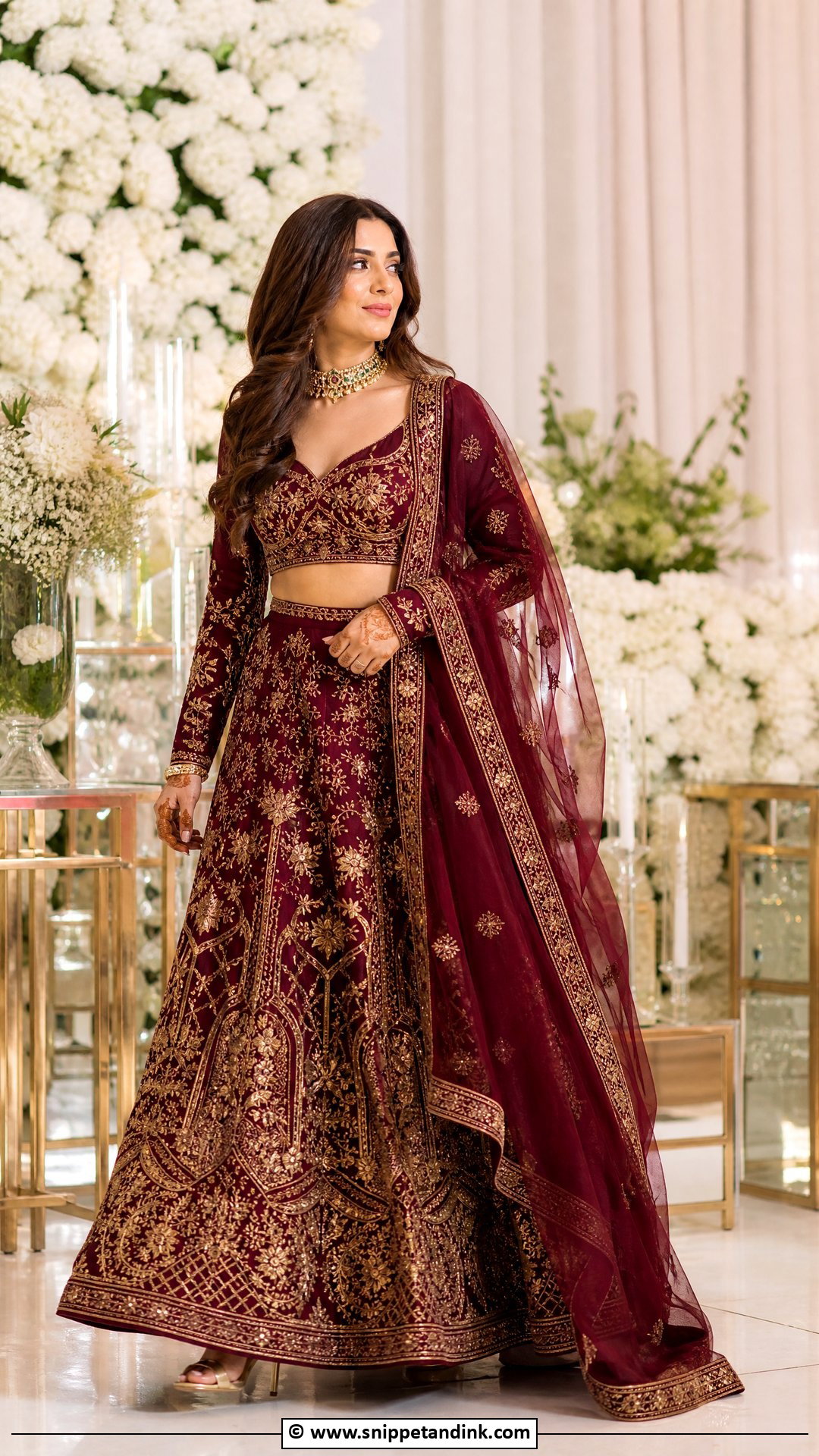 Maroon Sangeet Lehenga - Snippet and Ink - 35 Bridal Sangeet Outfit Ideas