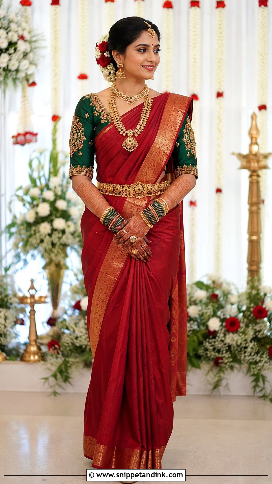 Maroon Saree Karnataka Bride - Snippet and Ink - 25 Karnataka Bride Ideas