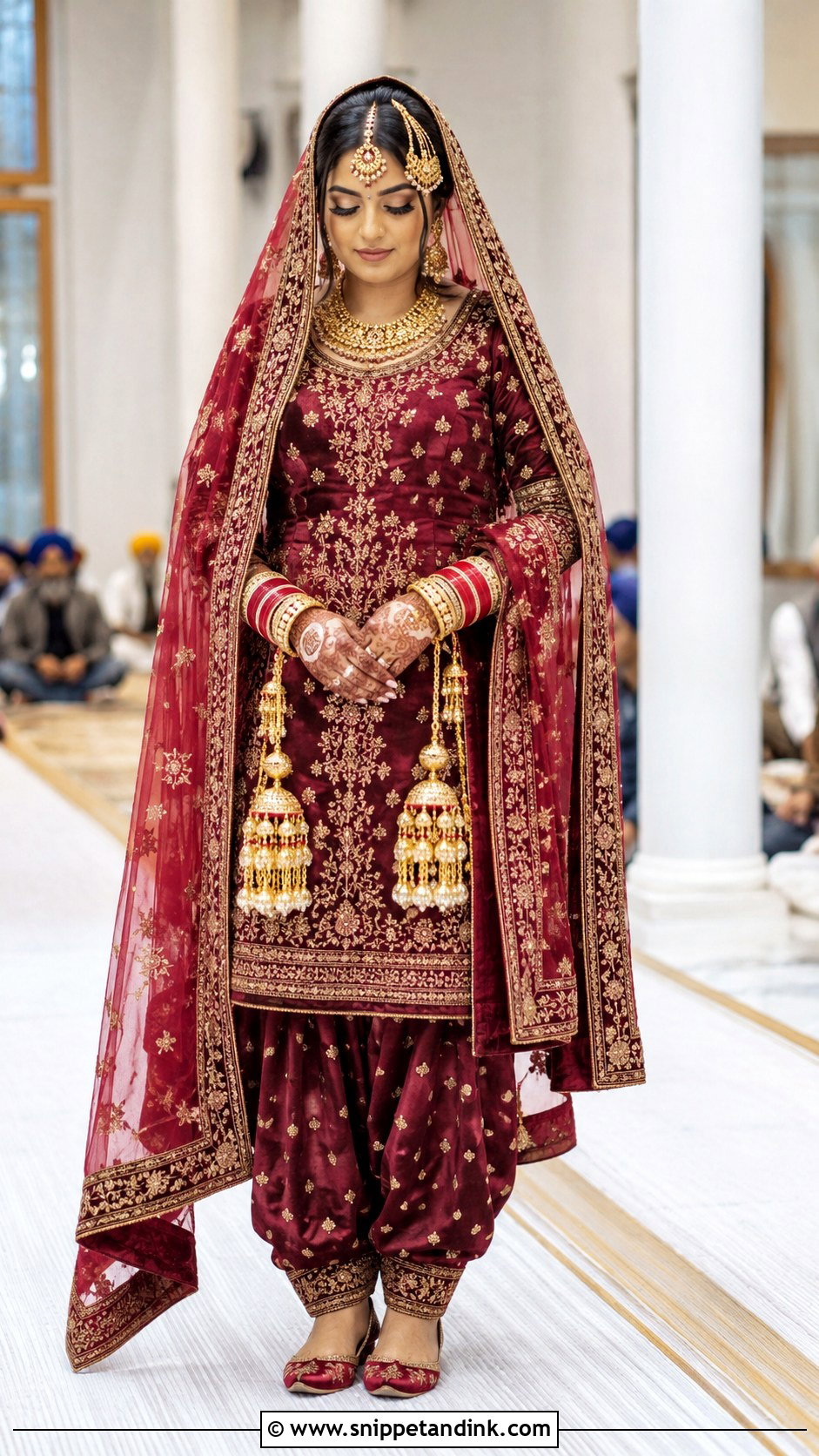 Maroon Sikh Bridal Suit - Snippet and Ink - 25 Sikh Wedding Dress Ideas