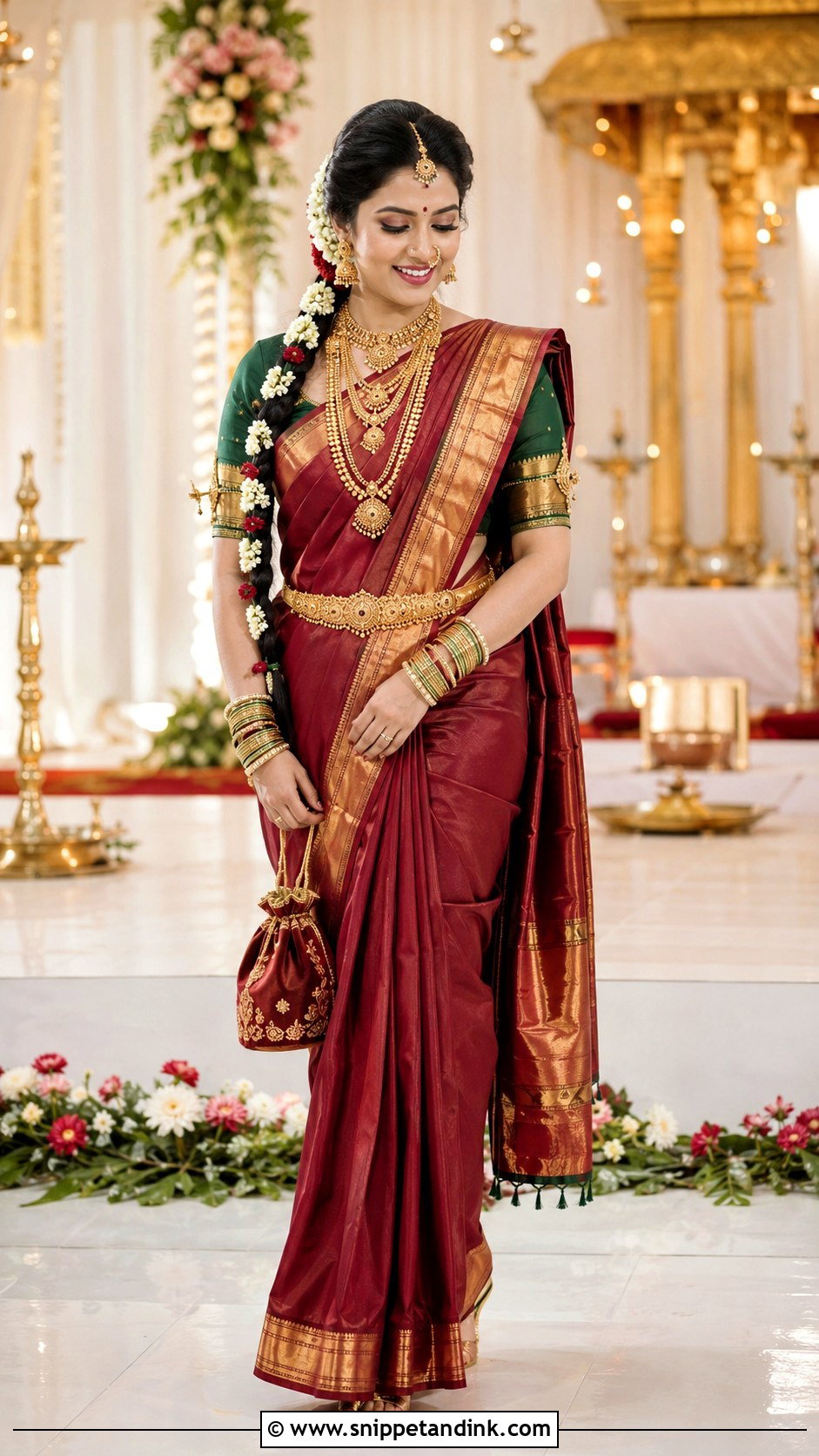 Maroon Silk GSB Konkani Bride - Snippet and Ink - 20 Gsb Konkani Bride Ideas