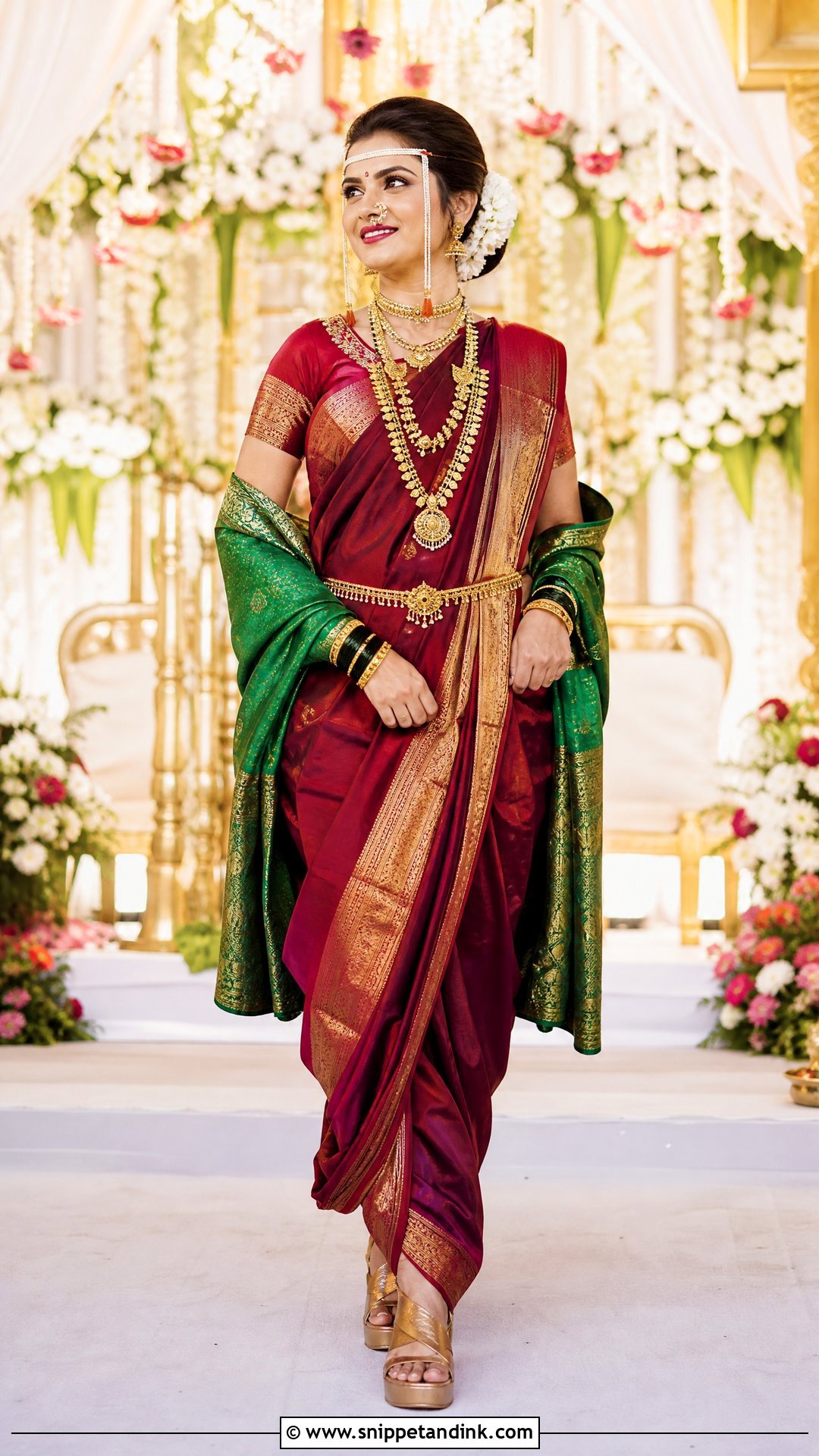 Maroon Silk Marathi Bride Look - Snippet and Ink - 20 Royal Marathi Bride Look Ideas