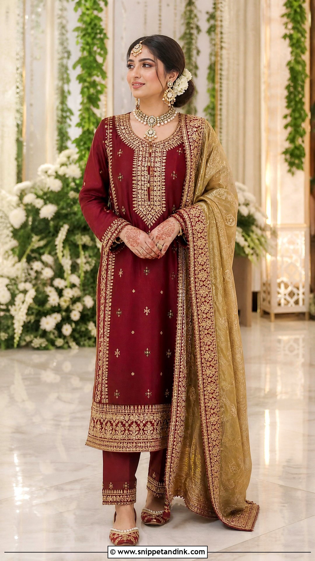 Maroon Silk Punjabi Bridal Straight Suit - Snippet and Ink - 20 Punjabi Bridal Wedding Suit Ideas