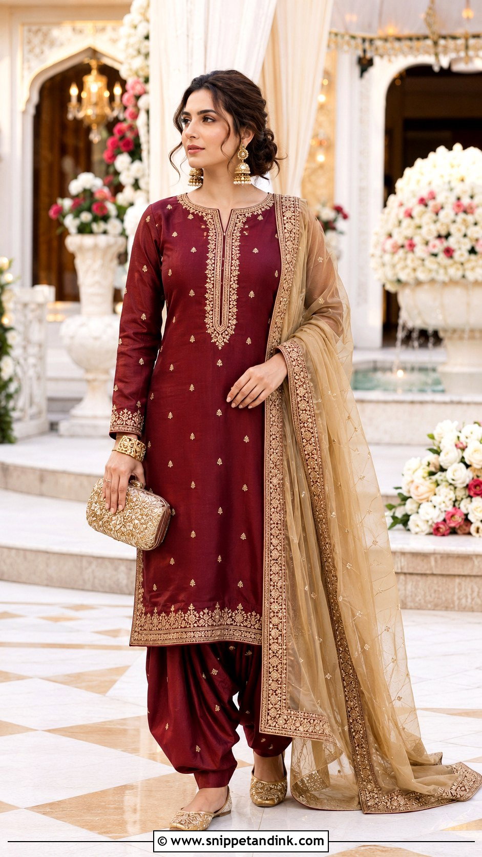 Maroon Silk Punjabi Salwar Suit - Snippet and Ink - 20 Punjabi Salwar Suits Party Wear Wedding