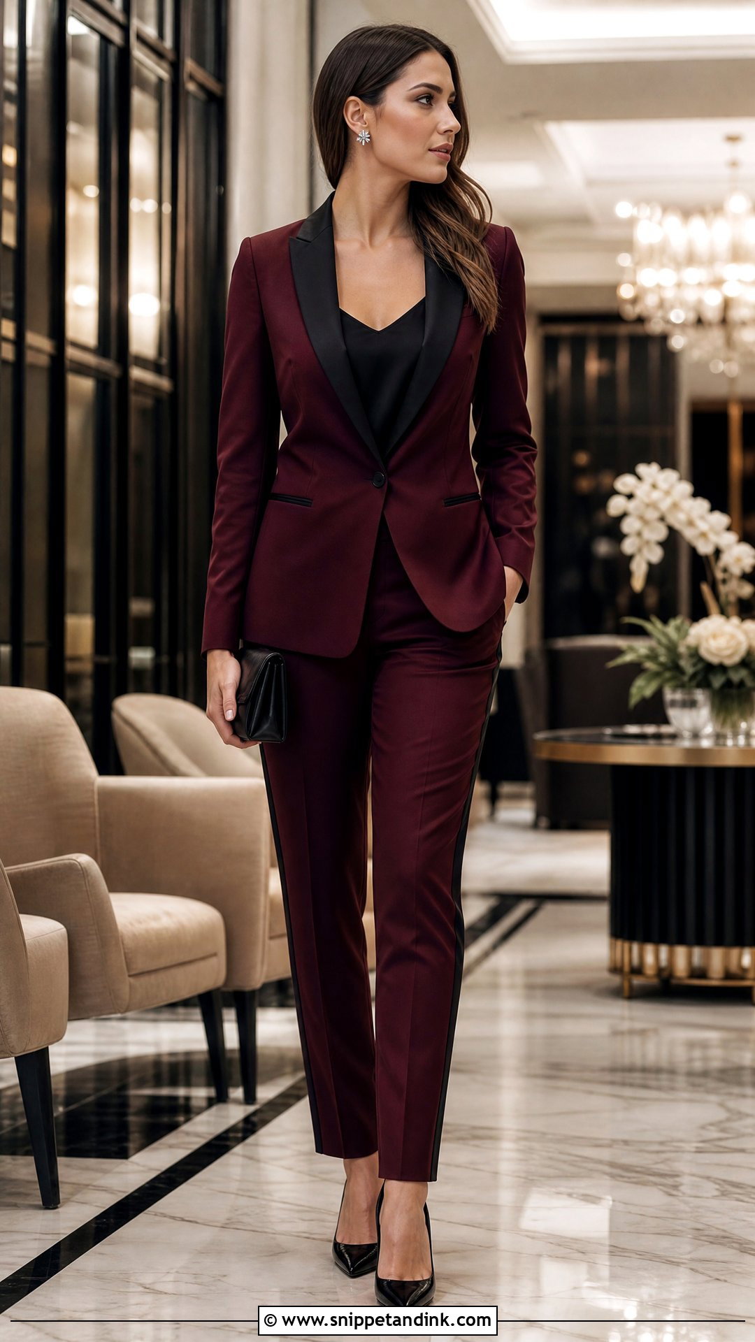 Maroon Tuxedo Wedding Suit With Satin Lapels - Snippet and Ink - 20 Maroon Wedding Suit Ideas