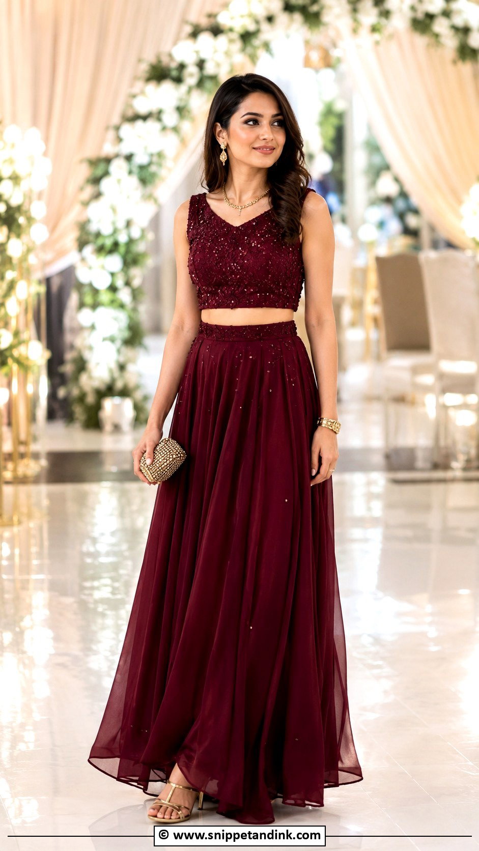 Maroon Two Piece Wedding Dress - Snippet and Ink - 25 Maroon Wedding Dress Ideas
