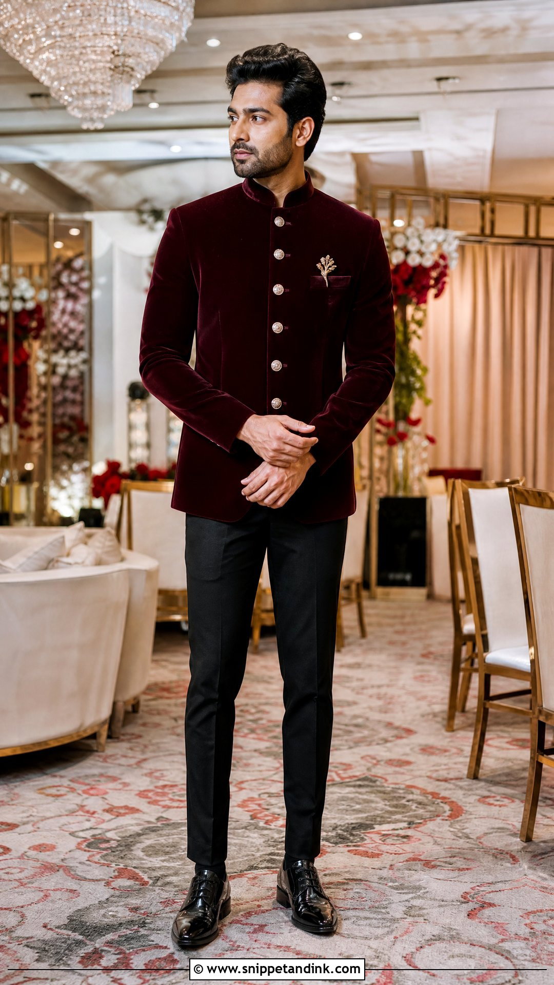 Maroon Velvet Bandhgala - Snippet and Ink - 25 Indian Bride Brother Outfit Ideas