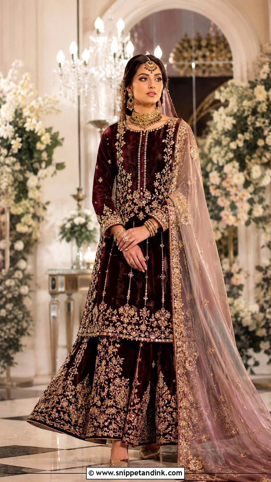Maroon Velvet Baraat Dress - Snippet and Ink - 25 Baraat Dress Pakistani Bridal Wear Ideas