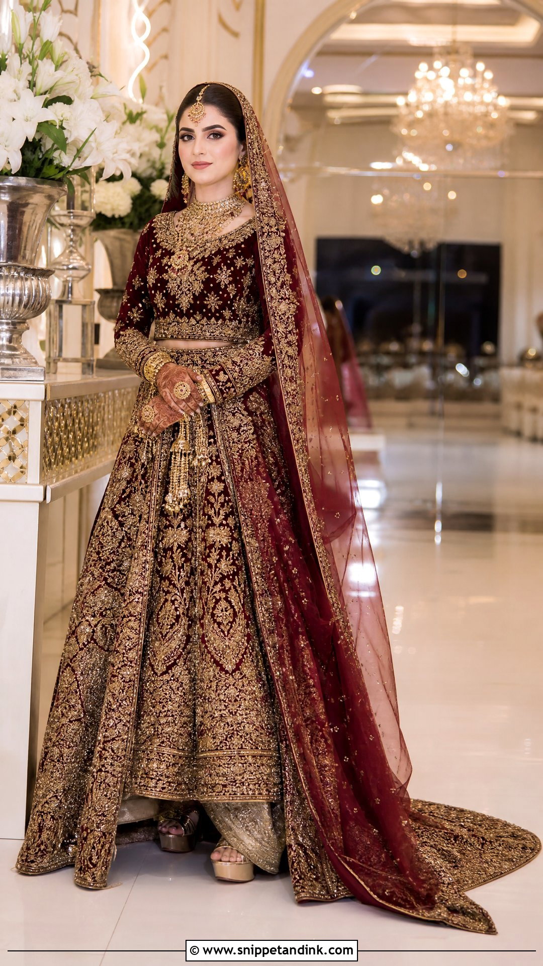 Maroon Velvet Pakistani Bridal Lehenga - Snippet and Ink - 20 Pakistani Dulhan Wedding Bride Dress Ideas