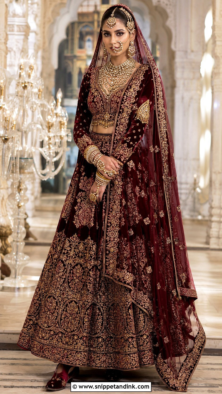 Maroon Velvet Rajput Bridal Poshak - Snippet and Ink - 20 Royal Rajput Bride Ideas