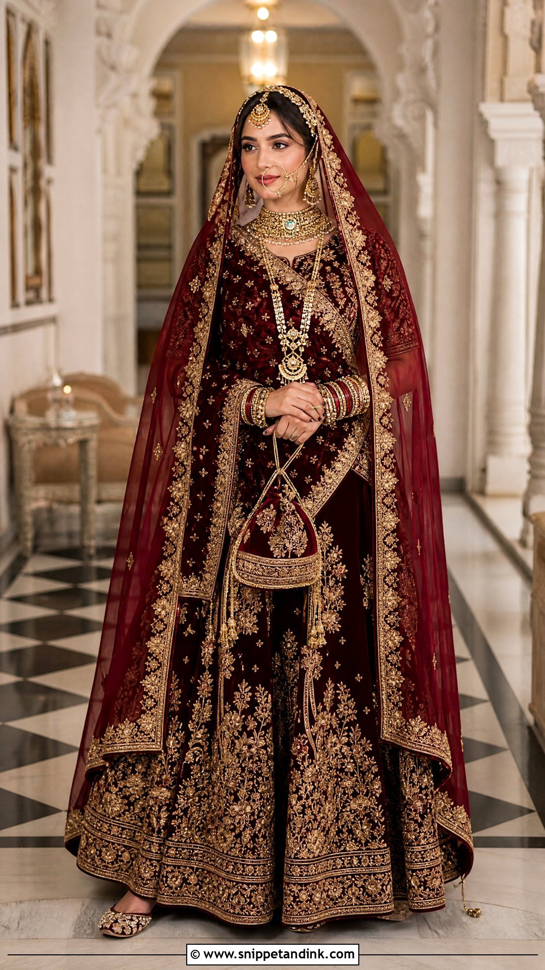 Maroon Velvet Rajputi Bridal Look - Snippet and Ink - 20 Rajputi Bridal Look Ideas