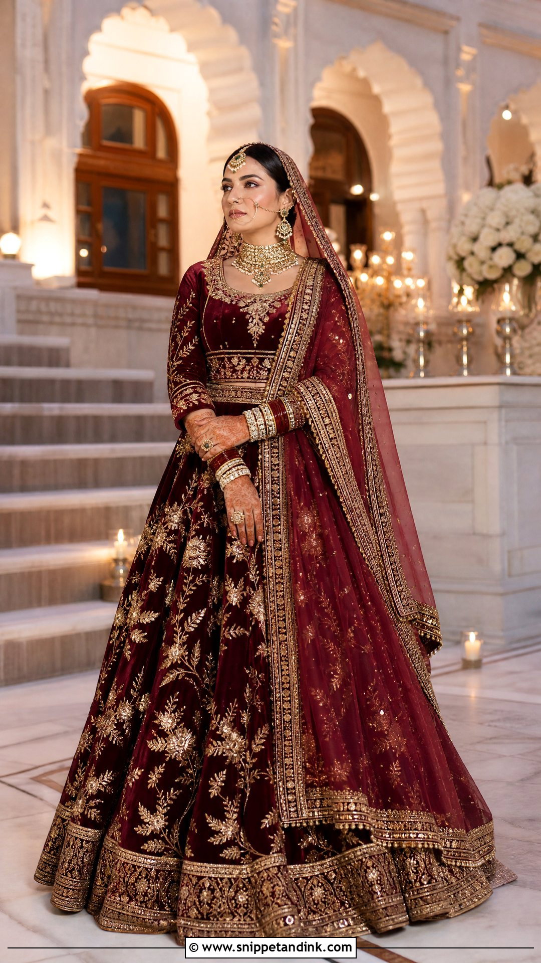 Maroon Velvet Rajputi Bridal Poshak - Snippet and Ink - 20 Rajputi Bridal Poshak Ideas