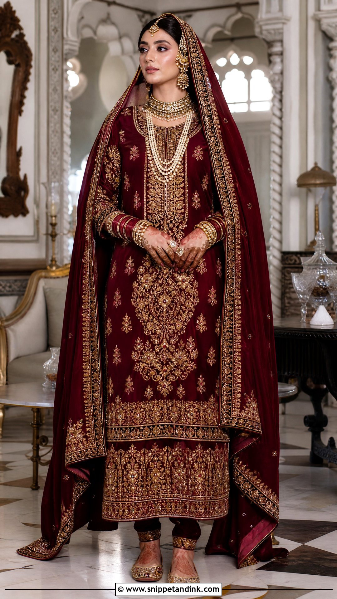 Maroon Zardozi Hyderabadi Bride - Snippet and Ink - 20 Hyderabadi Bride Ideas