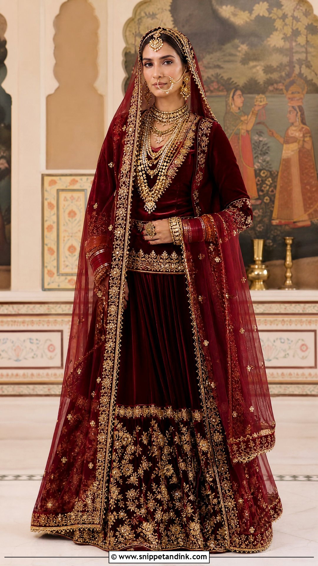 Maroon Zardozi Rajputani Bridal Poshak - Snippet and Ink - 20 Rajputani Poshak for Bride Ideas