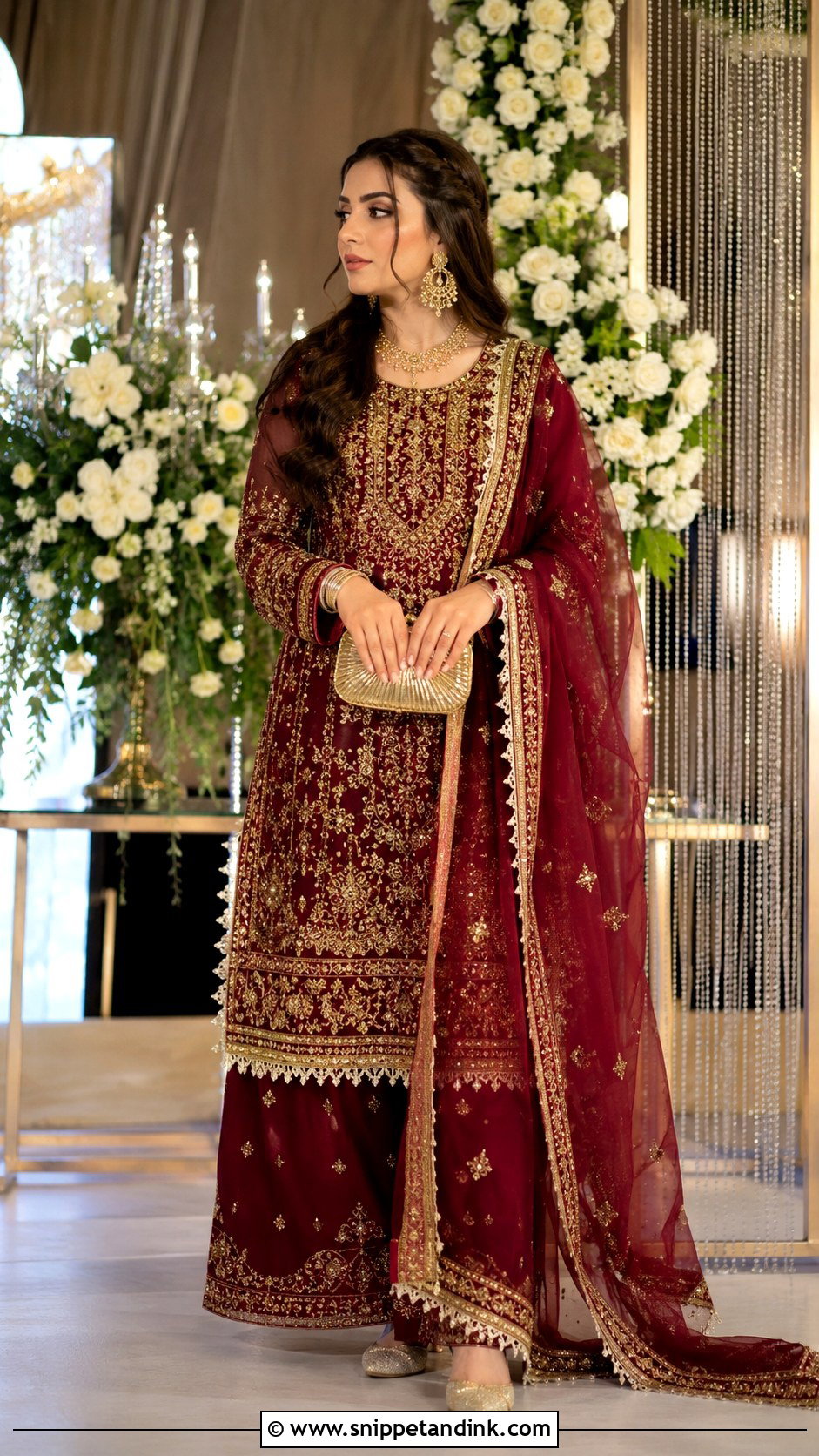 Maroon and Gold Balochi Wedding Dress - Snippet and Ink - 20 Balochi Wedding Dresses