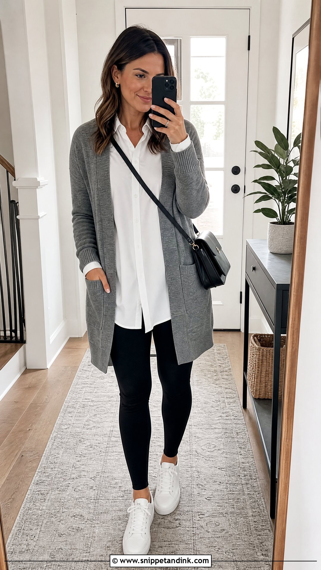 Married Woman Long Cardigan And Leggings Outfit - Snippet and Ink - 20 Married Clothes Ideas