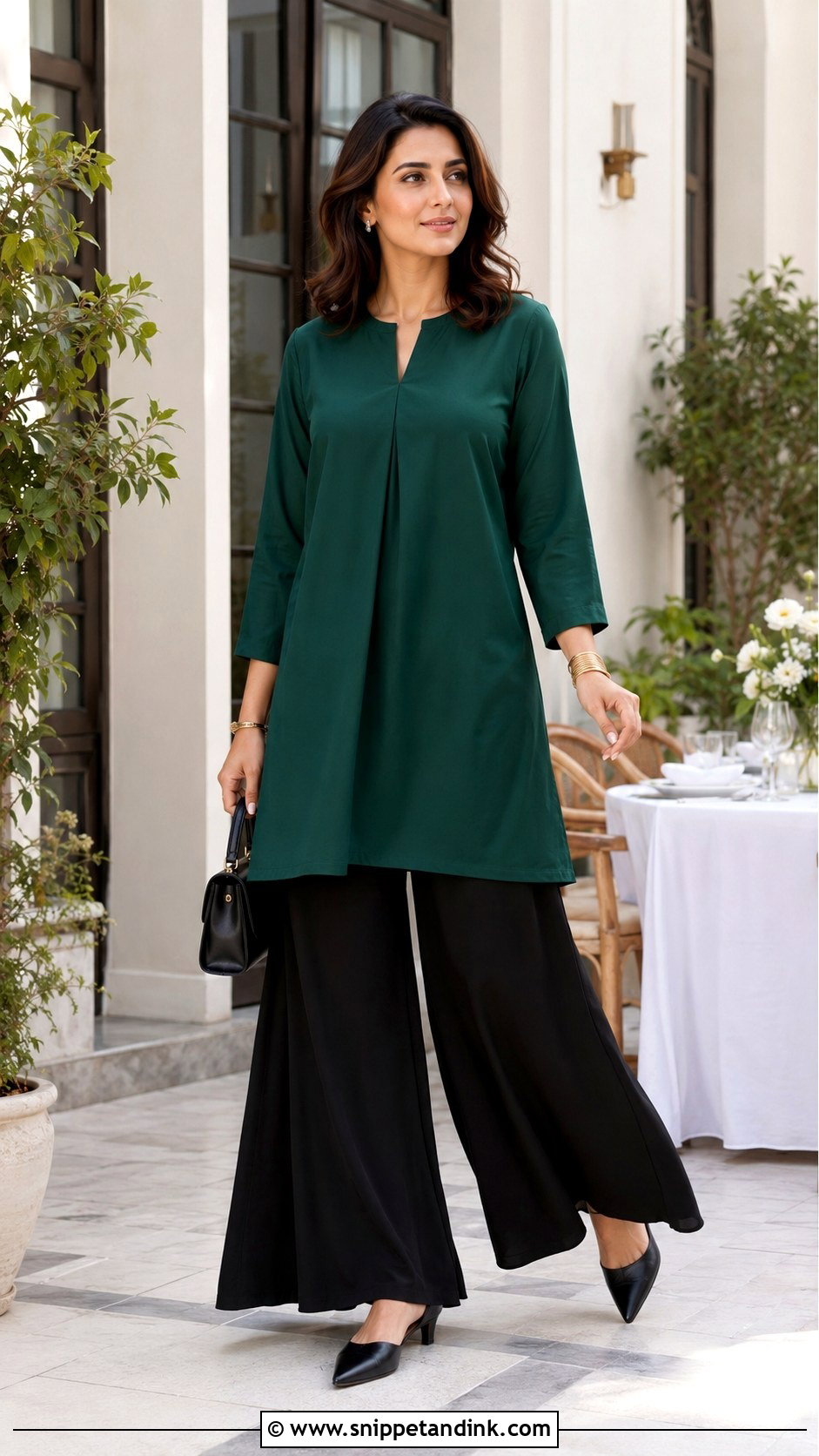 Married Woman Palazzo Pants And Tunic Outfit - Snippet and Ink - 20 Married Clothes Ideas