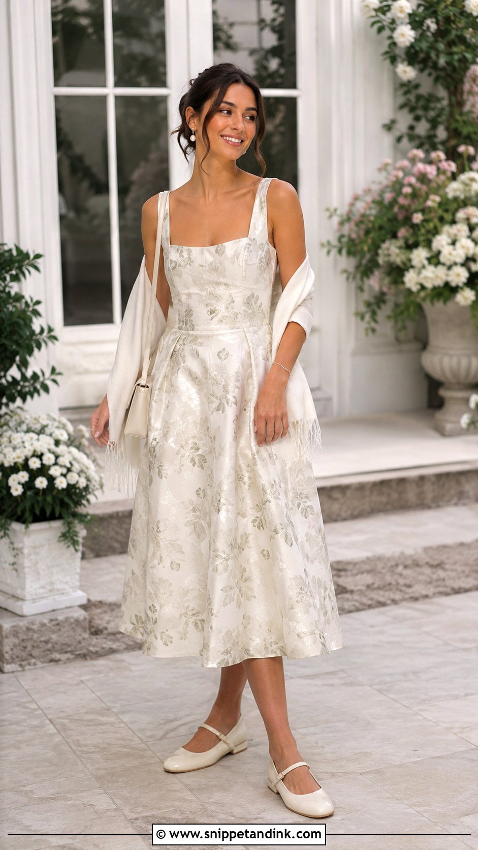 Mary Jane Ballet Flats With Midi Wedding Dress - Snippet and Ink - 25 Wedding Ballet Flats Ideas