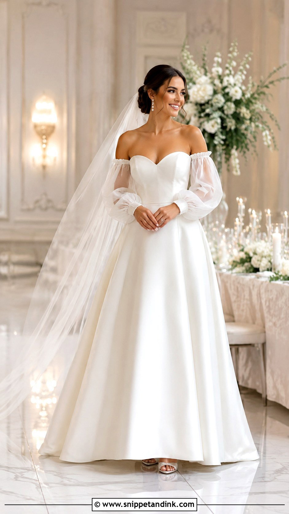 Marys Bridal Detachable Sleeve Gown - Snippet and Ink - 20 Mary's Bridal Ideas