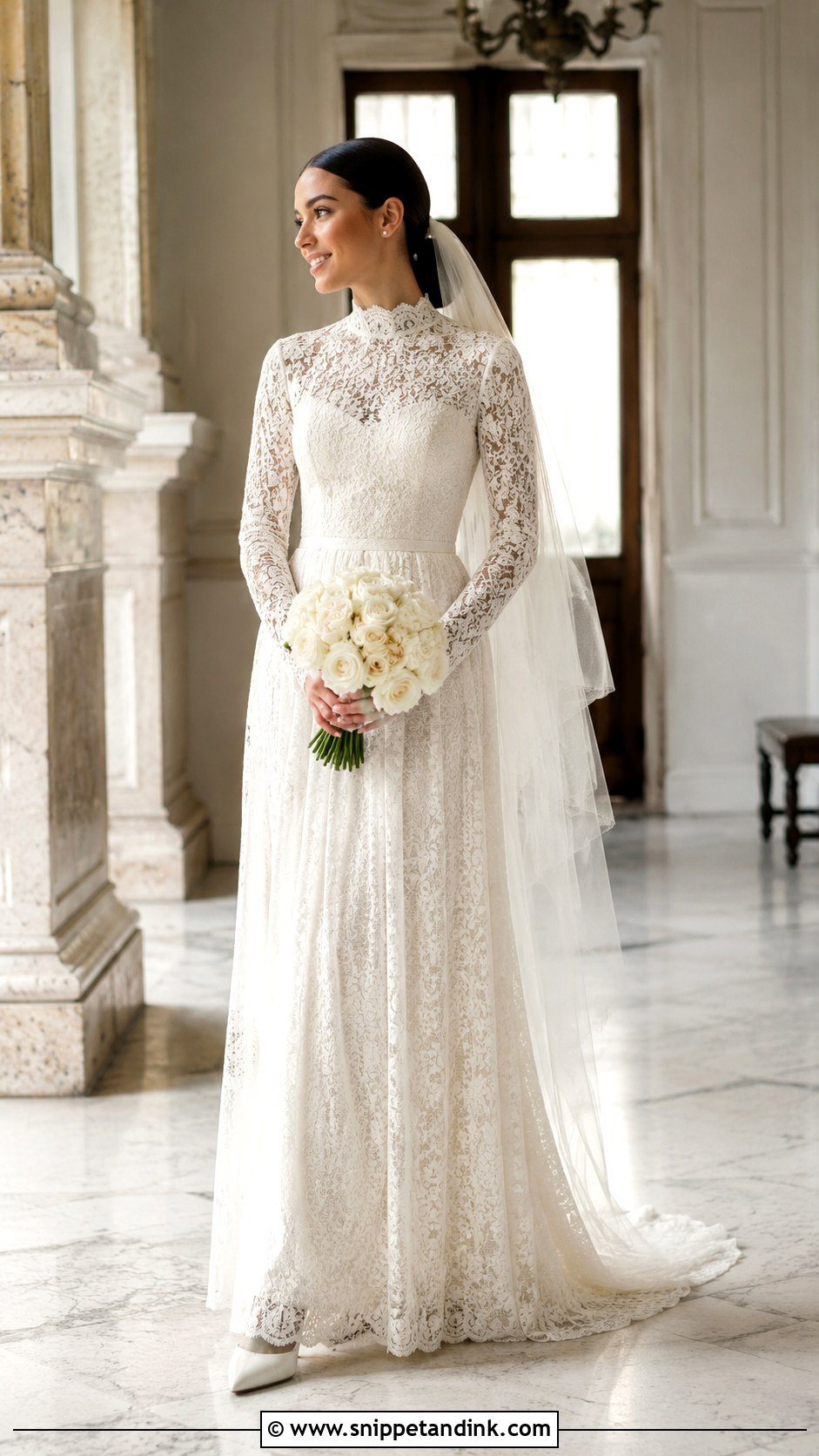 Marys Bridal High Neck Lace Gown - Snippet and Ink - 20 Mary's Bridal Ideas