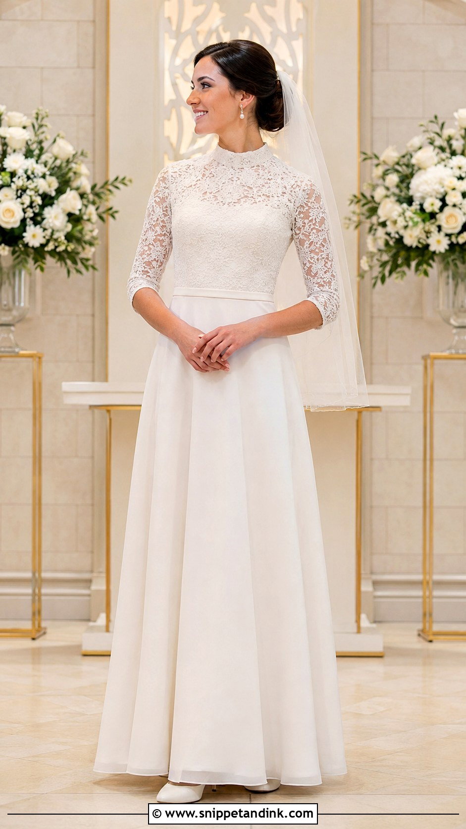 Marys Bridal Modest A Line Gown - Snippet and Ink - 20 Mary's Bridal Ideas