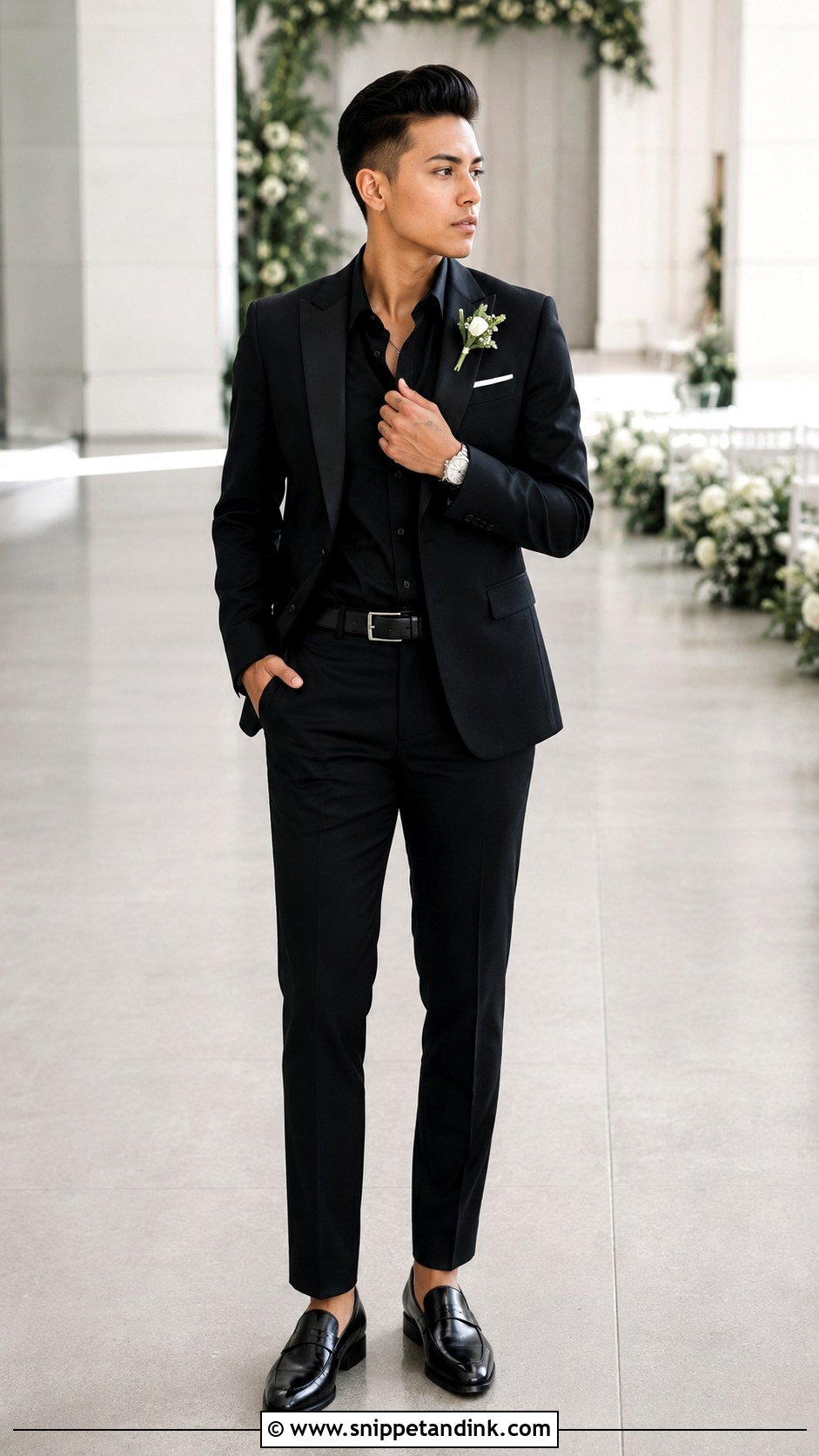 Masc Lesbian All Black Suit Outfit - Snippet and Ink - 25 Masc Lesbian Wedding Outfit Ideas
