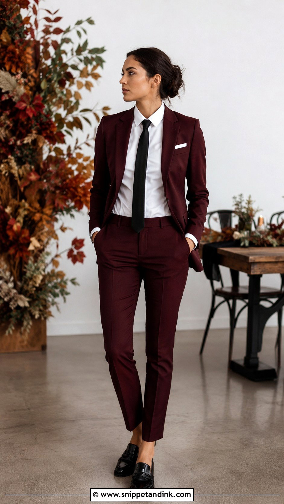 Masc Lesbian Burgundy Suit Outfit - Snippet and Ink - 25 Masc Lesbian Wedding Outfit Ideas