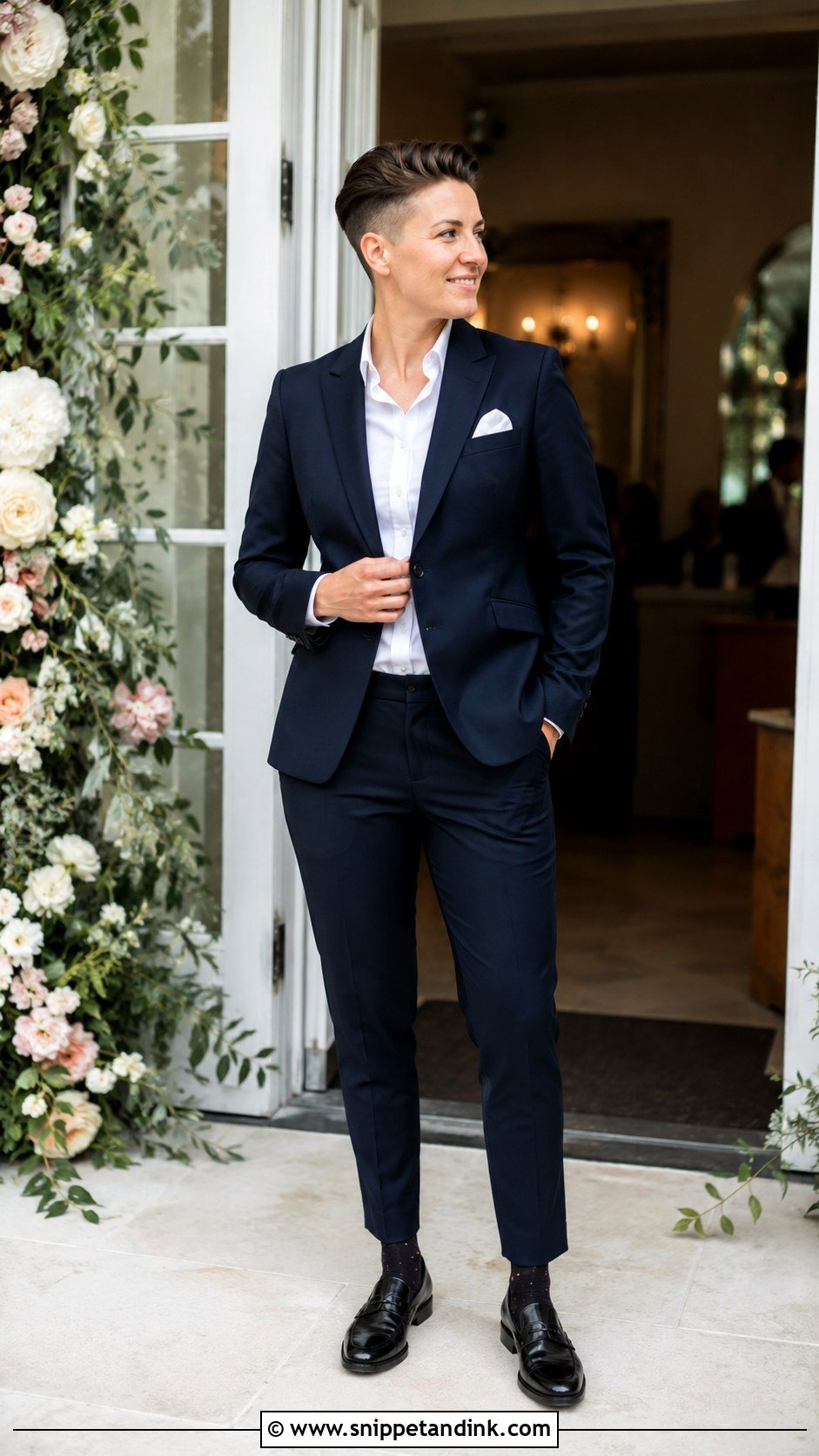 Masc Lesbian Cropped Suit Outfit - Snippet and Ink - 25 Masc Lesbian Wedding Outfit Ideas
