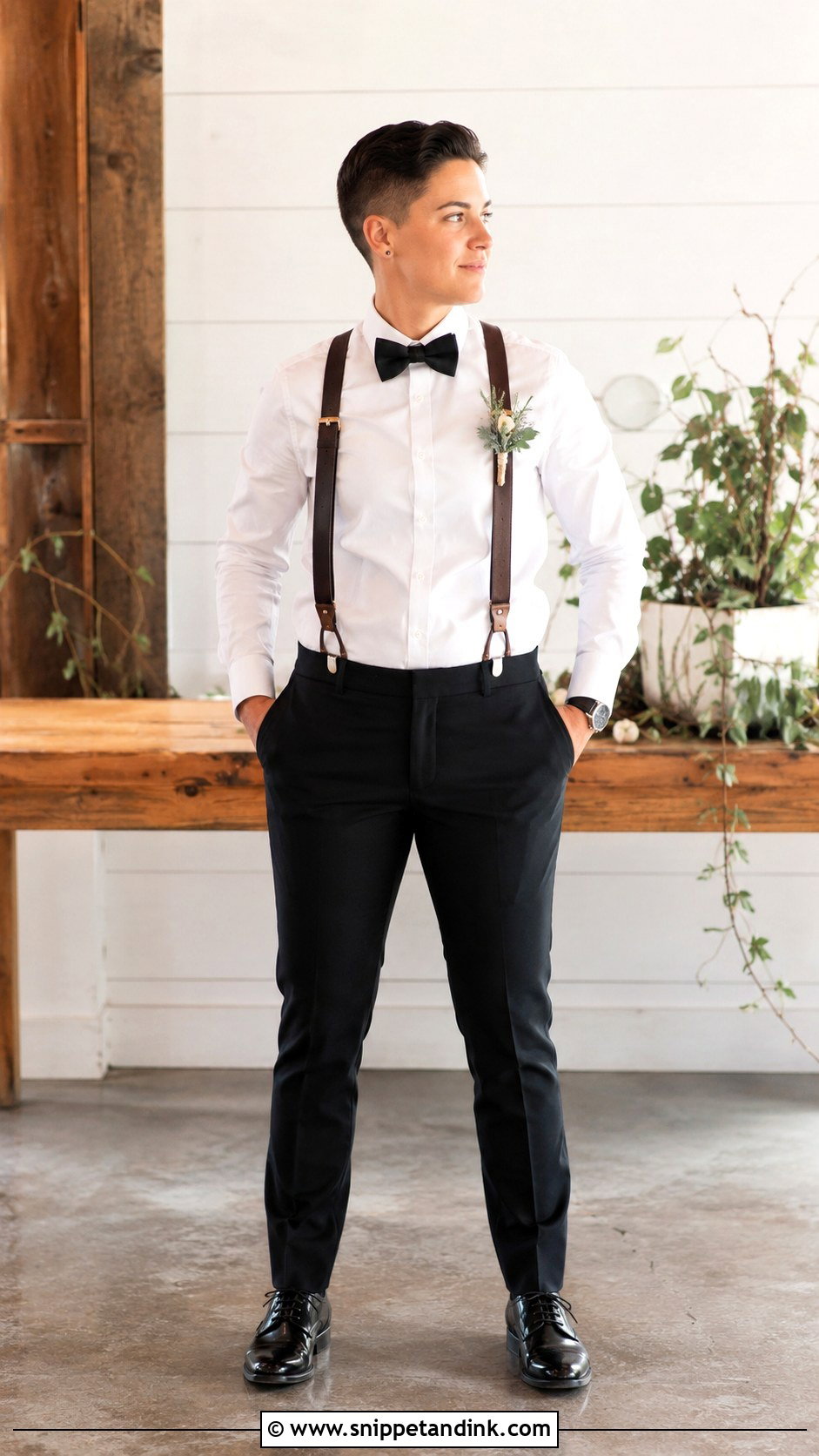 Masc Lesbian Suspenders Outfit - Snippet and Ink - 25 Masc Lesbian Wedding Outfit Ideas
