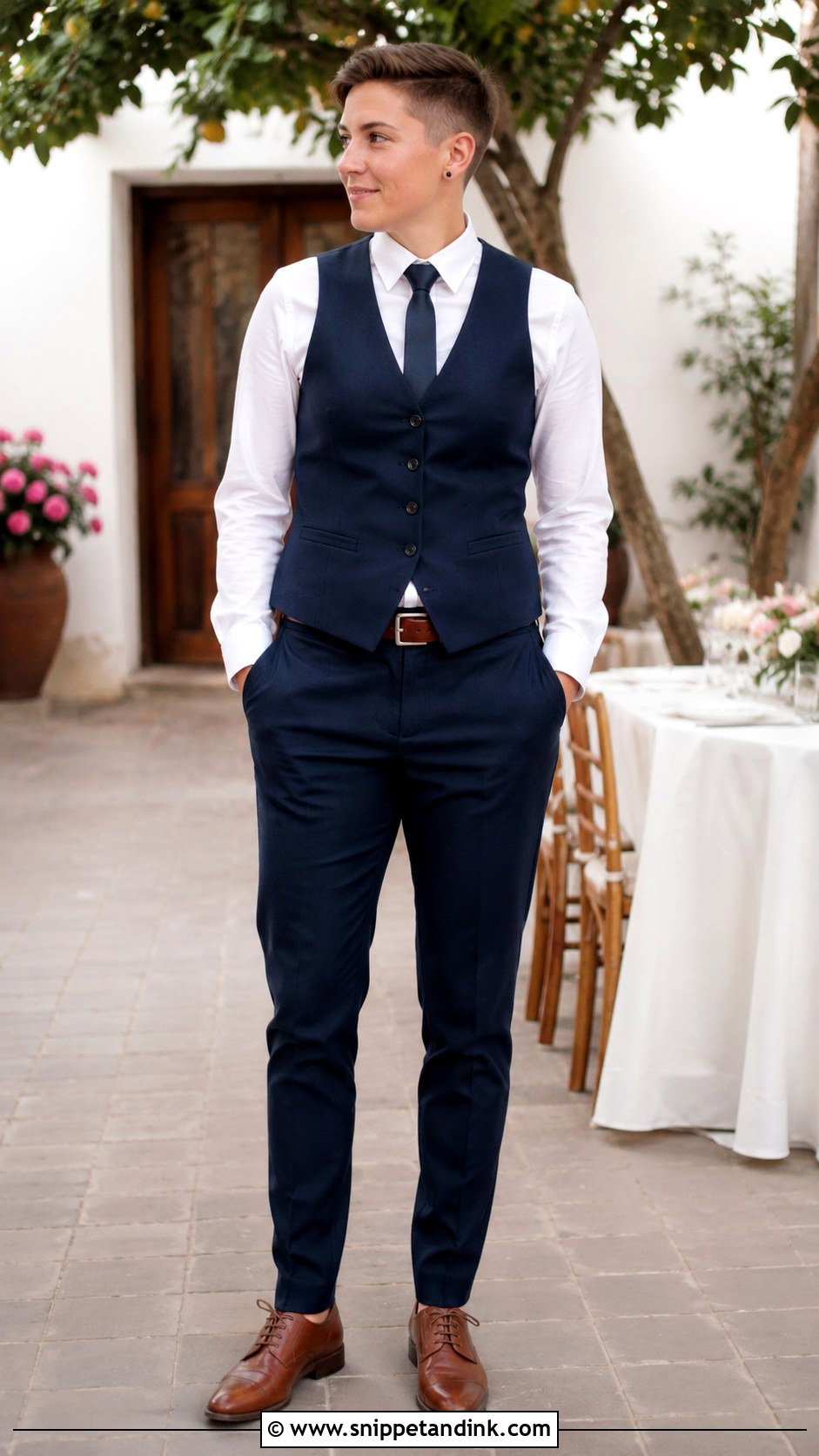 Masc Lesbian Vest And Trousers Outfit - Snippet and Ink - 25 Masc Lesbian Wedding Outfit Ideas