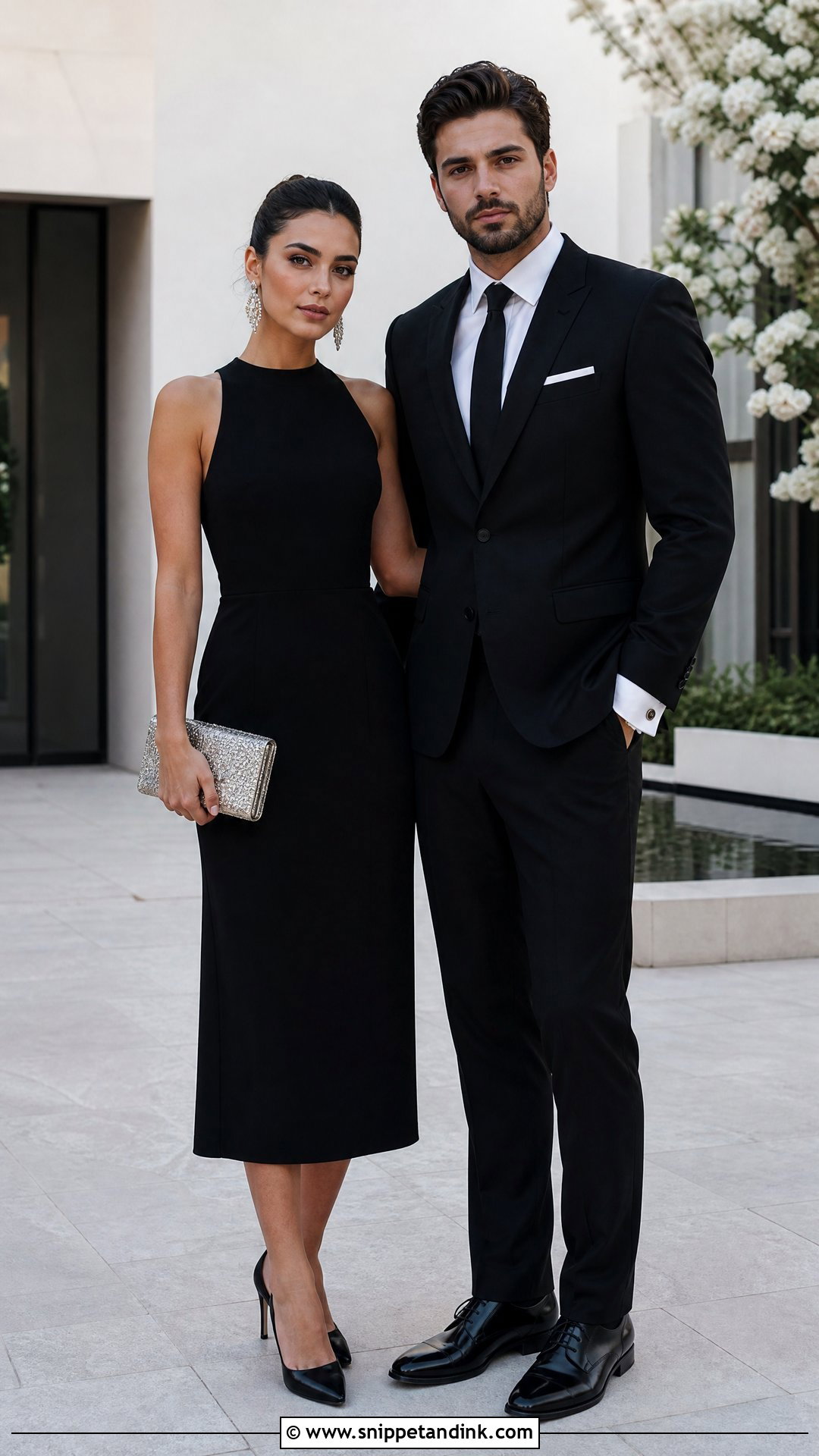 Matching Black And White Wedding Guest Outfit - Snippet and Ink - 20 Wedding Date Outfit Couple Ideas