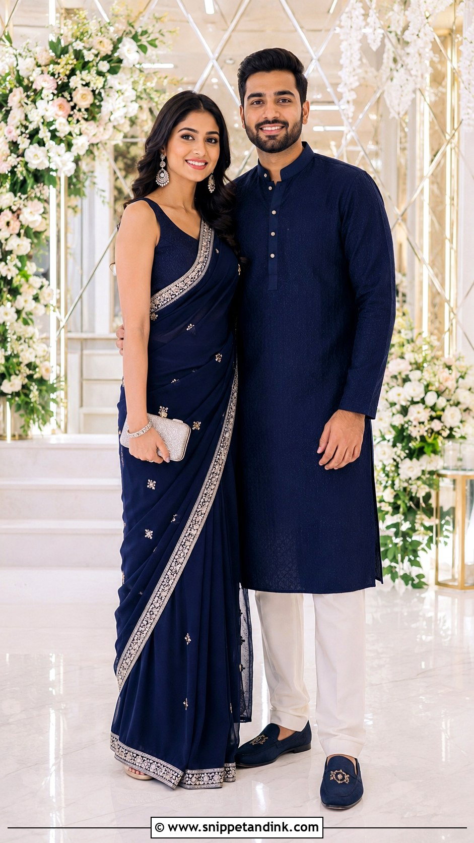 Matching Blue Indian Couple Outfit - Snippet and Ink - 25 Simple Indian Couple Matching Dress Ideas