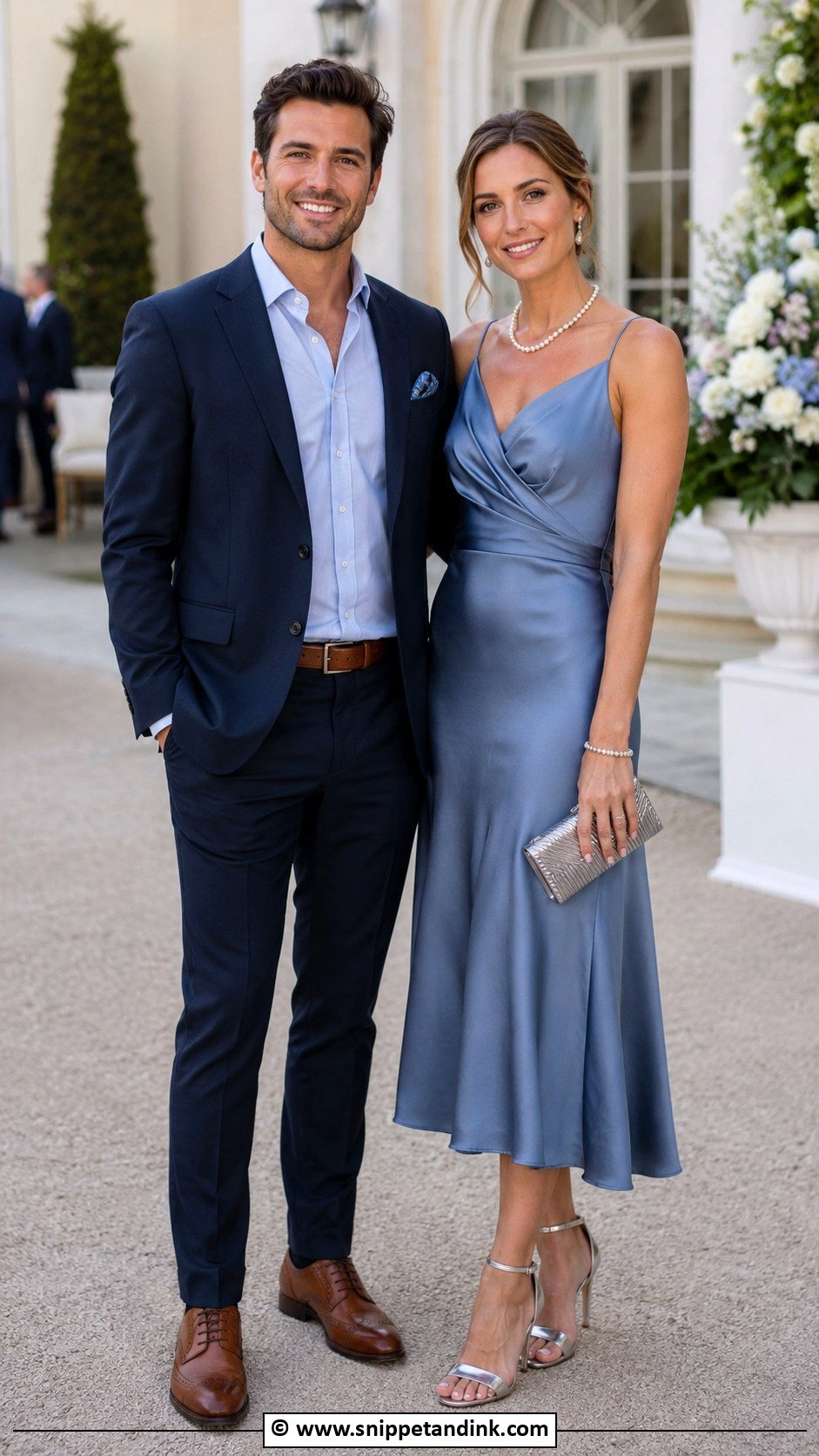 Matching Blue Wedding Guest Outfit - Snippet and Ink - 35 Wedding Matching Outfits
