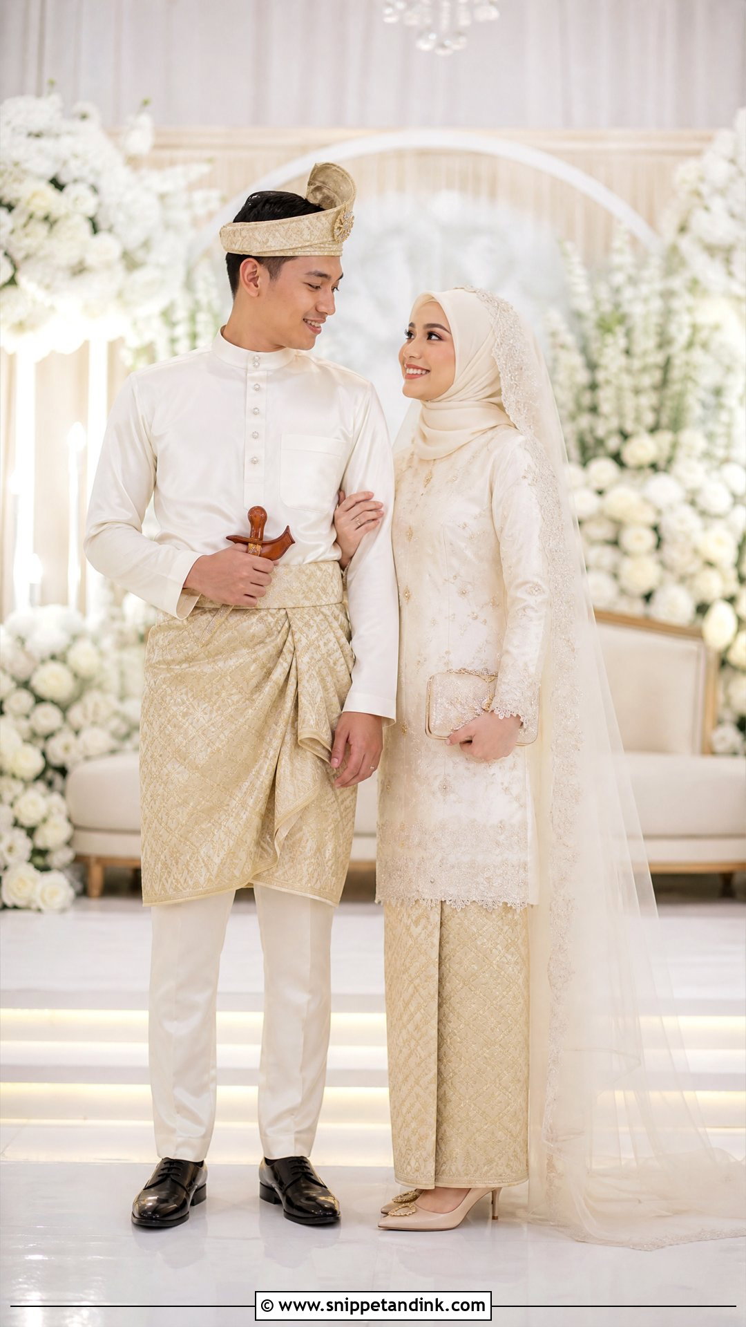 Matching Bride And Groom Songket Outfit - Snippet and Ink - 20 Wedding Songket Ideas