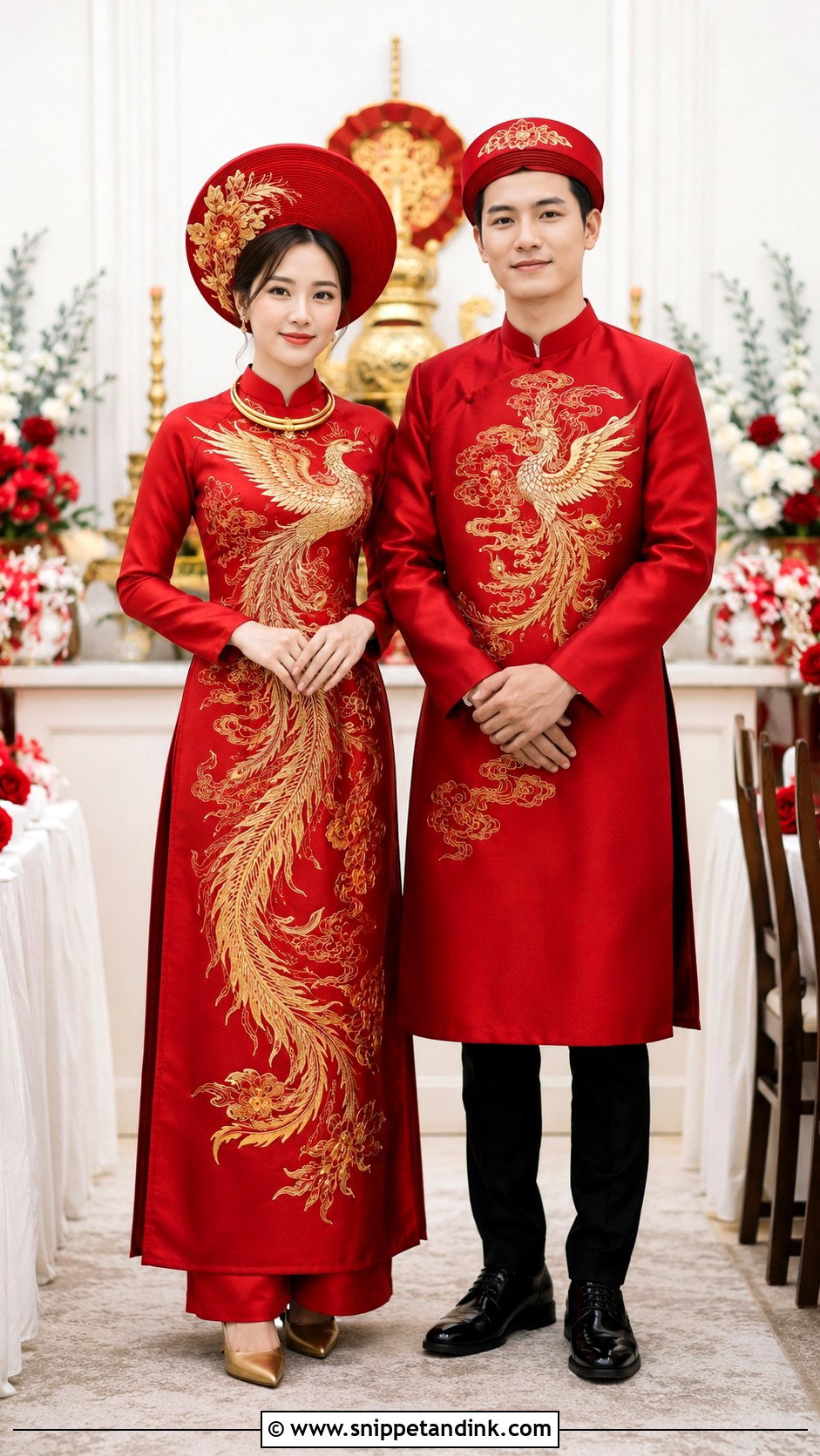 Matching Bride And Groom Wedding Ao Dai - Snippet and Ink - 20 Vietnamese Wedding Ao Dai Ideas