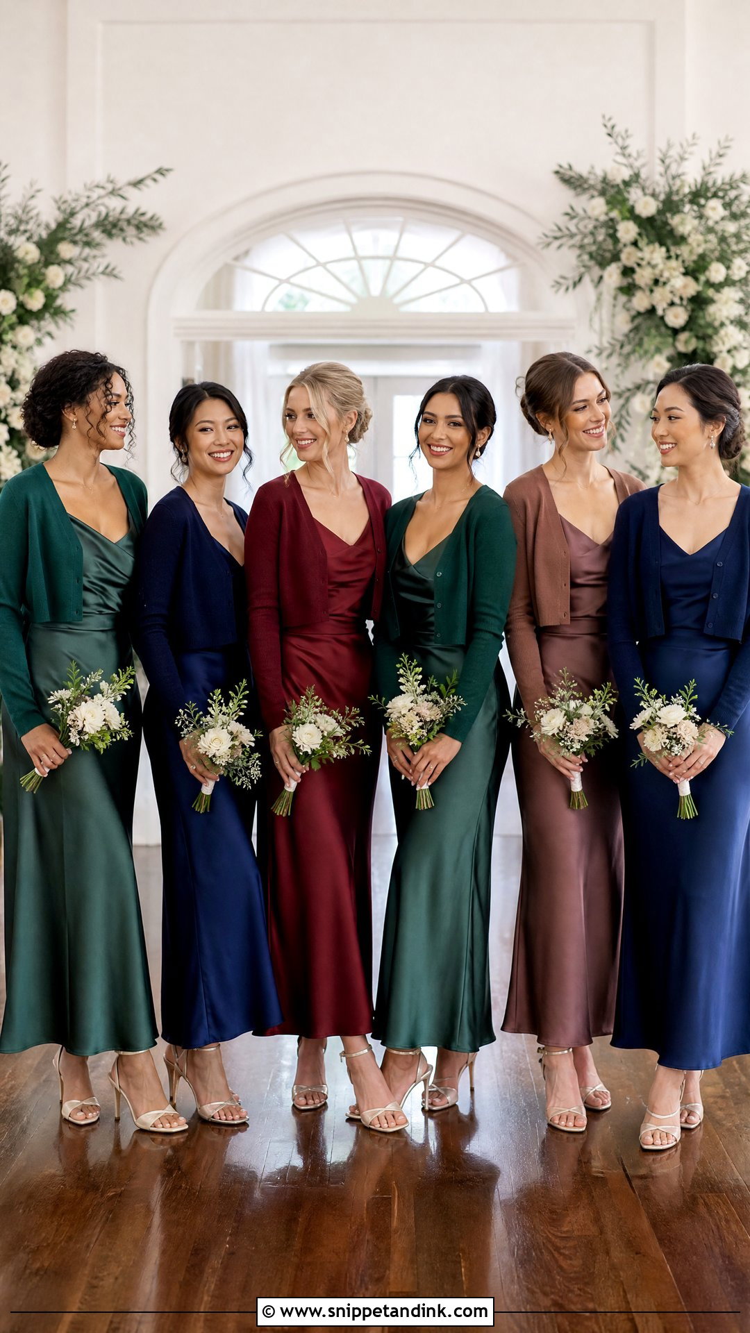 Matching Cardigans With Satin Bridesmaid Dresses - Snippet and Ink - 20 Wedding Cardigan Ideas
