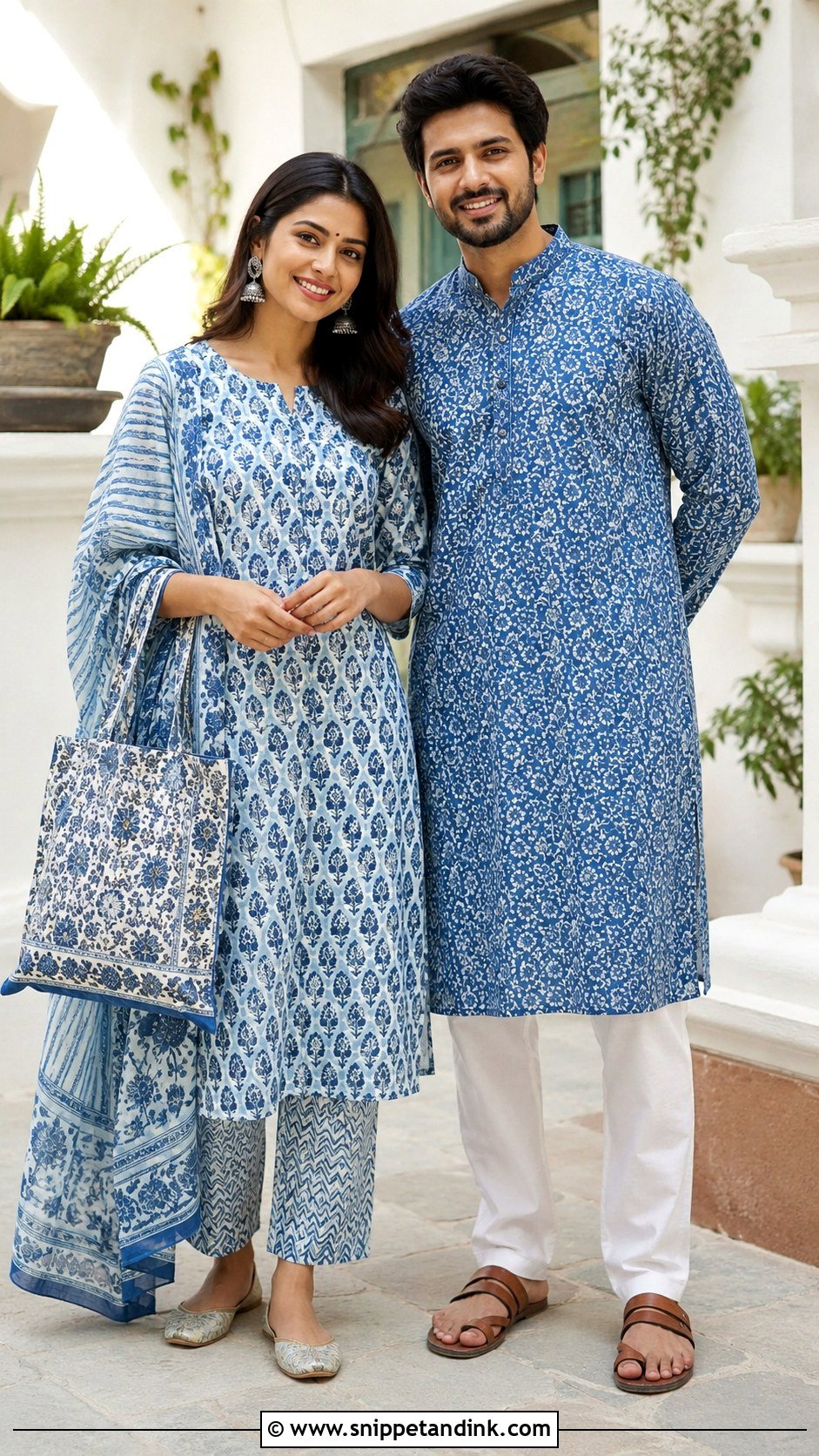 Matching Cotton Kurta Couple Outfit - Snippet and Ink - 25 Simple Indian Couple Matching Dress Ideas