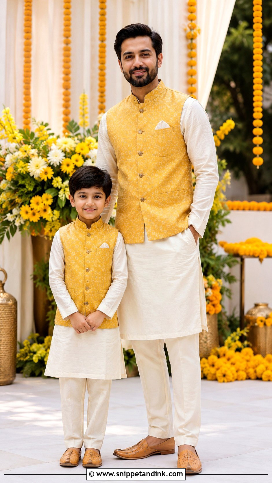 Matching Father And Son Mehndi Outfit - Snippet and Ink - 25 Mehndi Dress for Boys Ideas