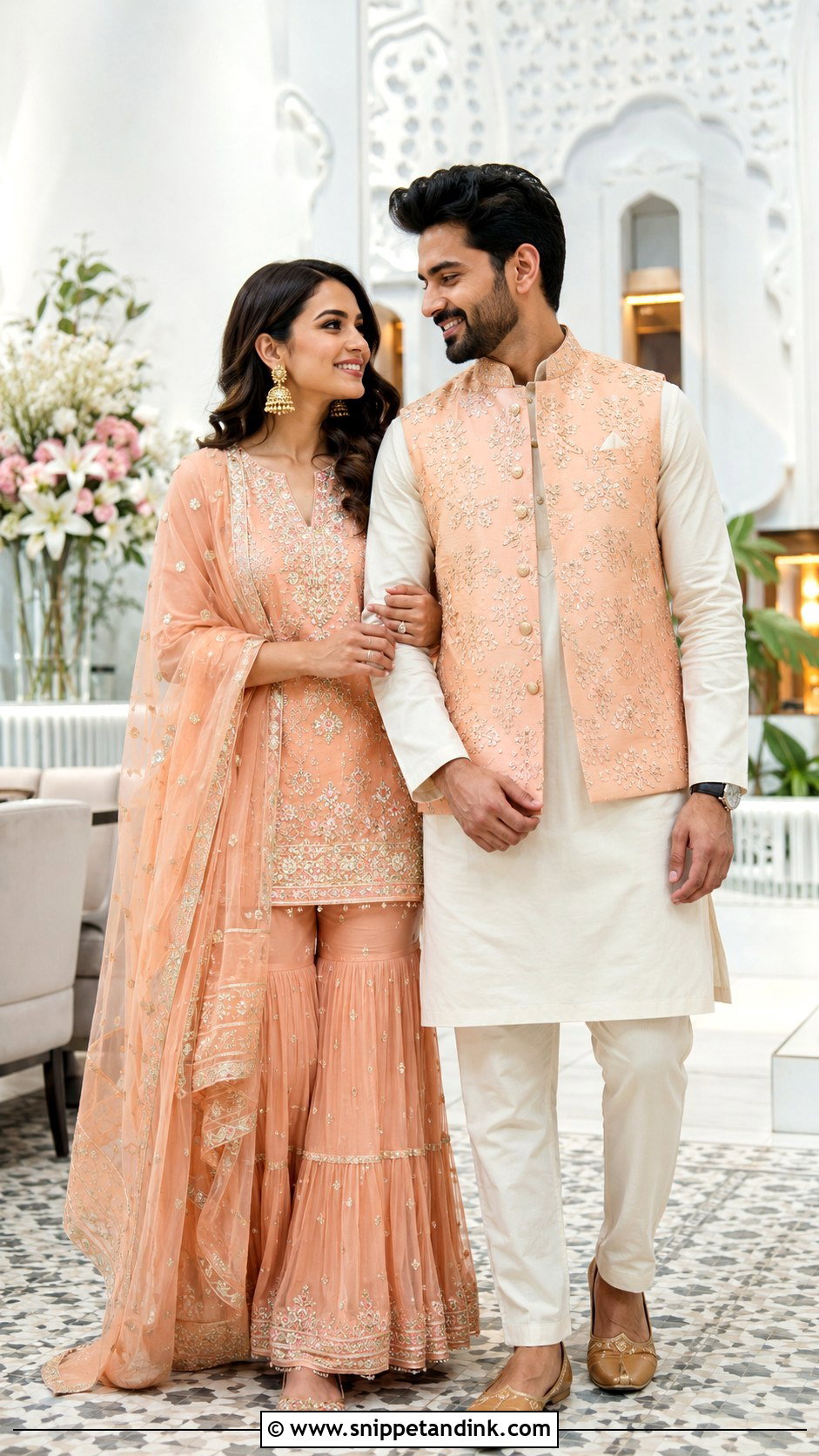 Matching Kurta And Sharara Outfit - Snippet and Ink - 25 Simple Indian Couple Matching Dress Ideas