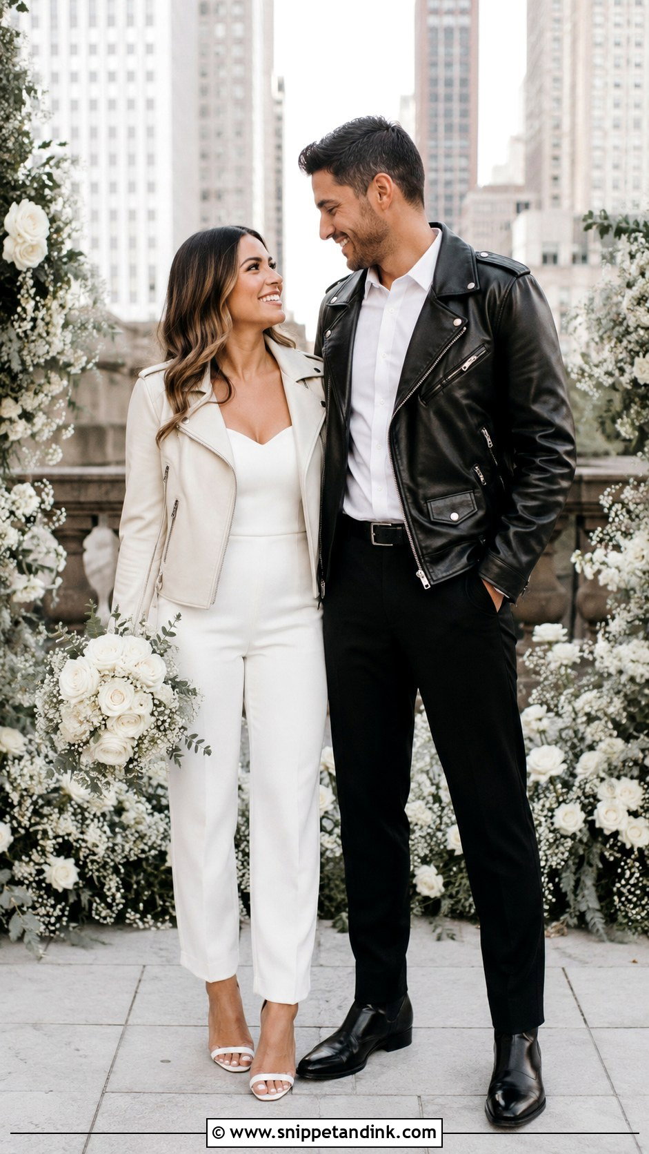 Matching Leather Jacket Wedding Outfits - Snippet and Ink - 20 Leather Wedding Ideas