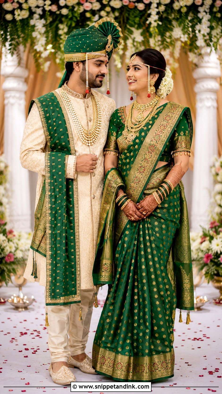 Matching Maharashtrian Couple Outfit - Snippet and Ink - 25 Maharashtrian Wedding Couple Outfits