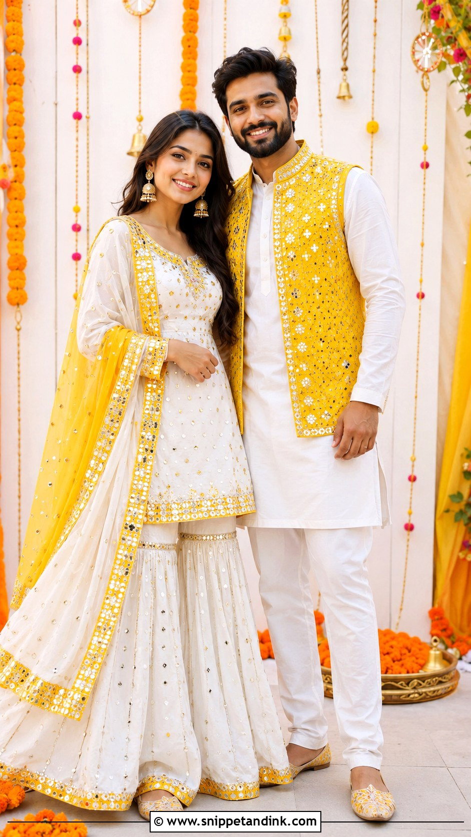 Matching Mirror Work Couple Outfit - Snippet and Ink - 25 Simple Indian Couple Matching Dress Ideas