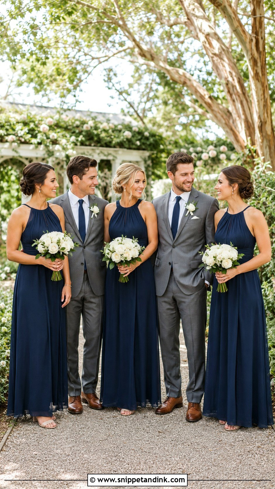 Matching Navy Chiffon Bridal Party - Snippet and Ink - 20 Navy Bridal Parties Ideas