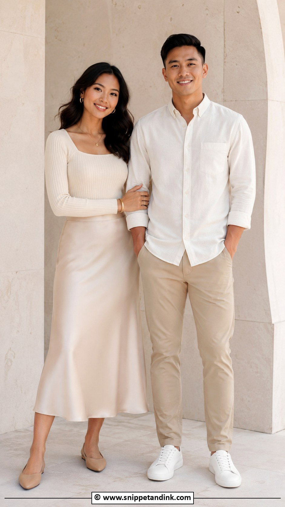 Matching Neutral Prewedding Outfit - Snippet and Ink - 30 Casual Prewedding Outfit Ideas