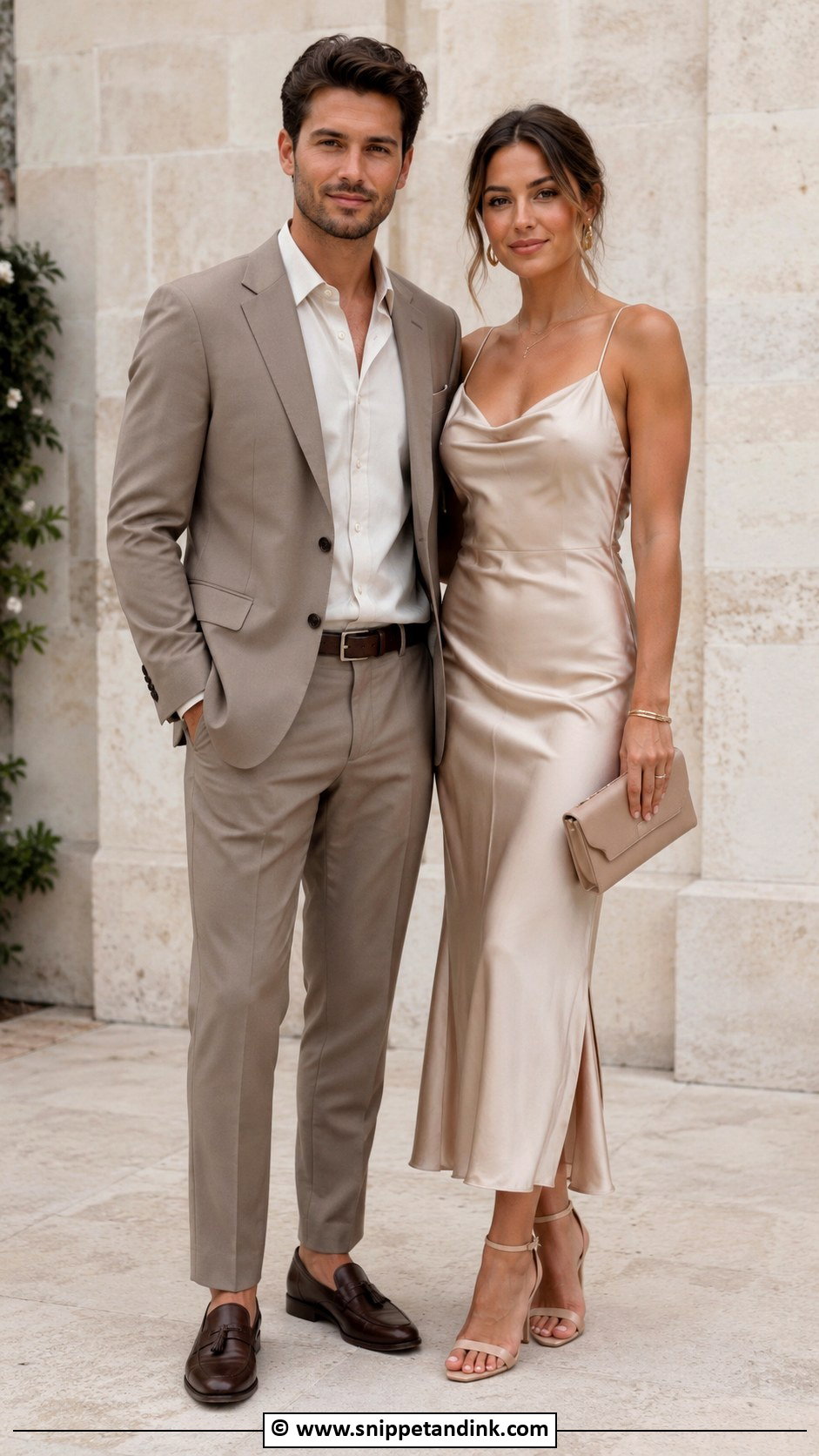 Matching Neutral Wedding Guest Outfit - Snippet and Ink - 35 Wedding Matching Outfits